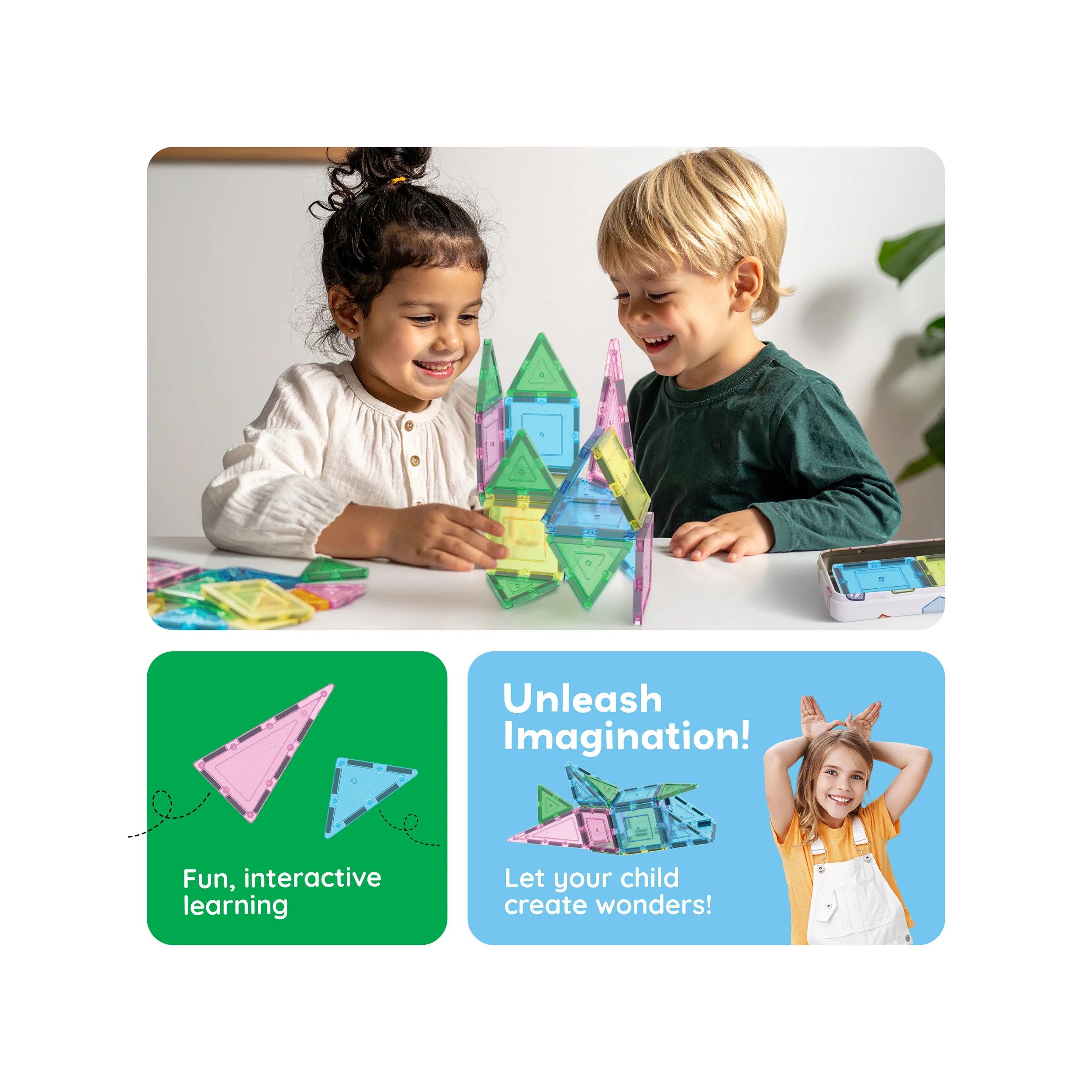 PicassoTiles 20PC Magnetic Tiles Set with Tin Case Ages 3+ - Image 5