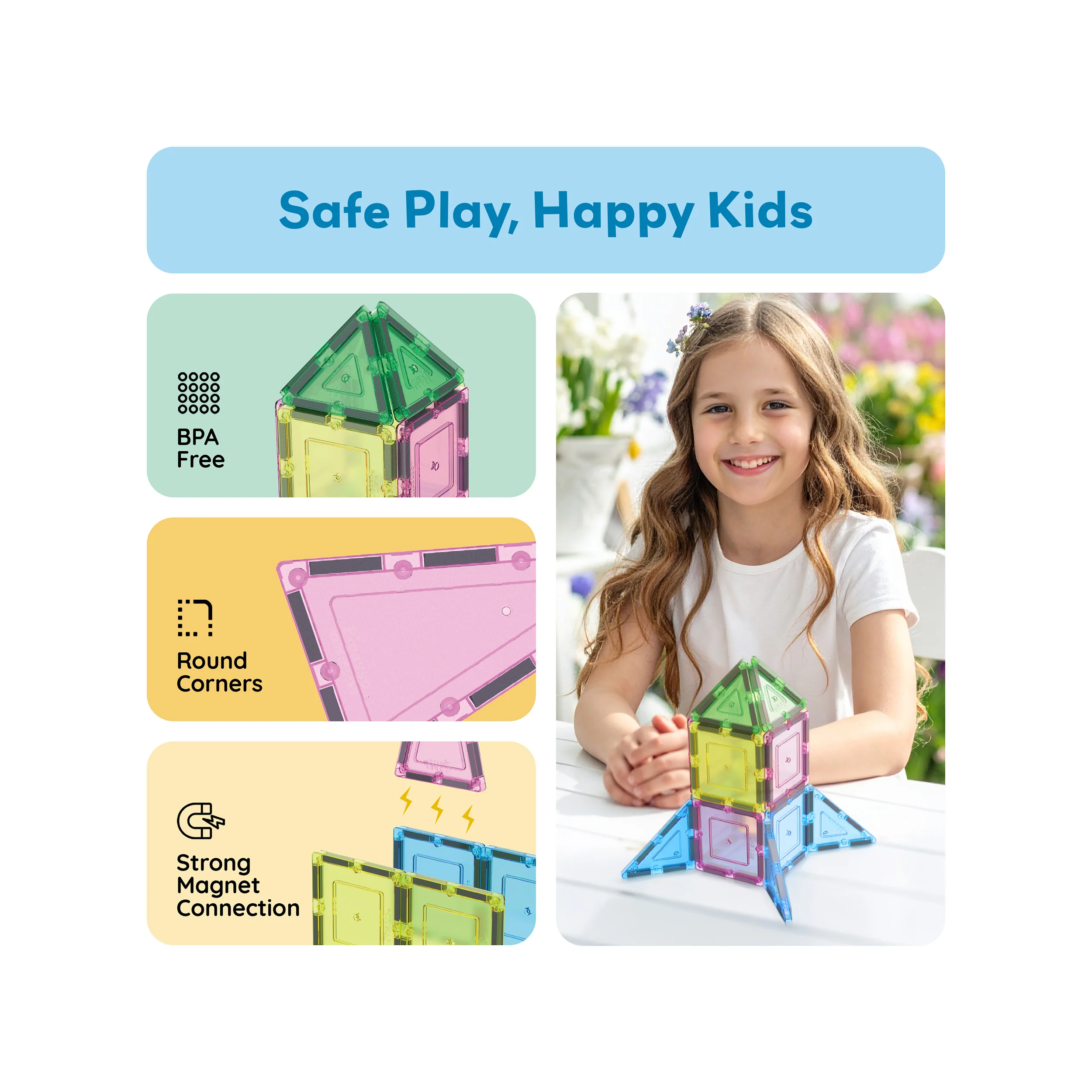 PicassoTiles 20PC Magnetic Tiles Set with Tin Case Ages 3+ - Image 6