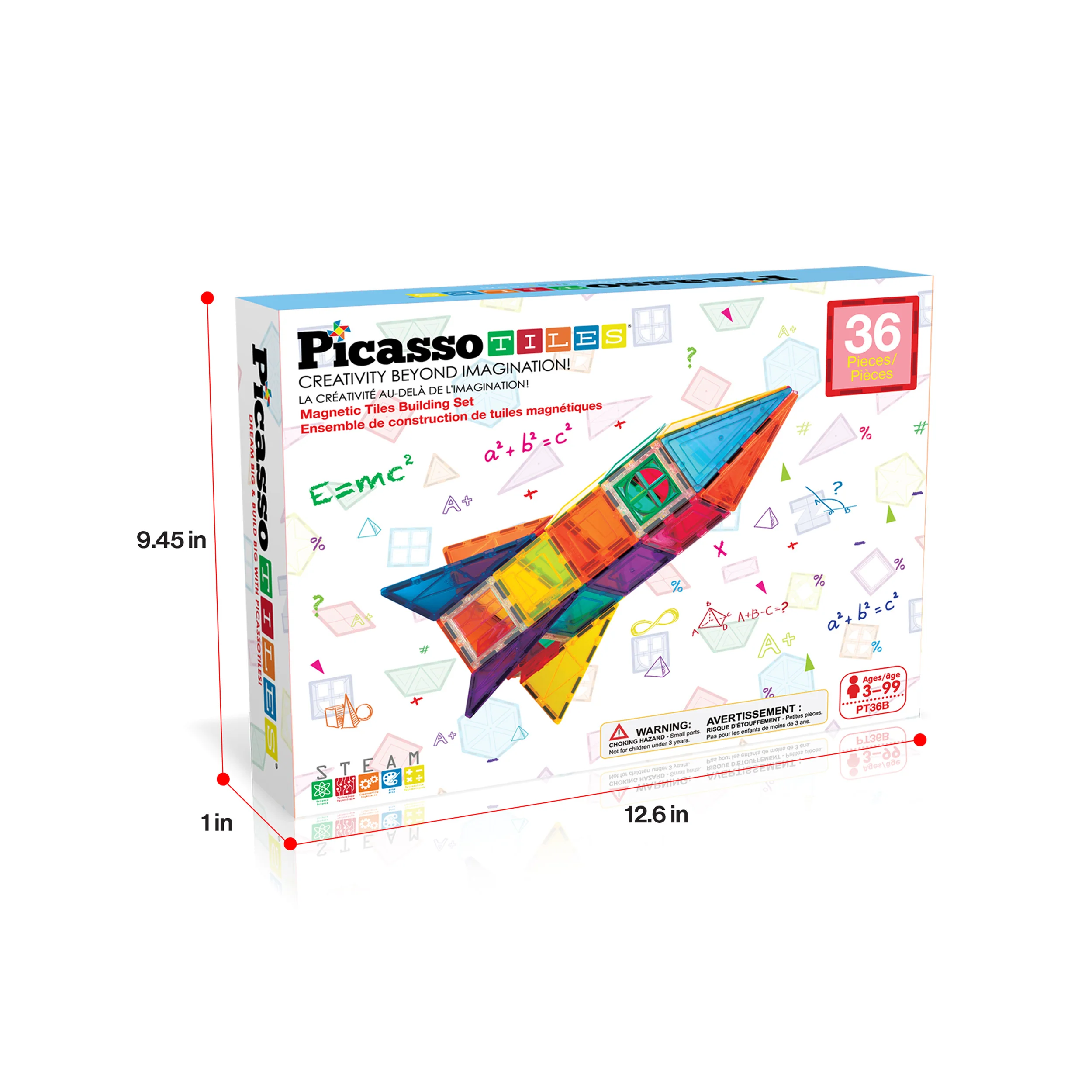 PicassoTiles Magnetic Tiles Rocket Ship Set (36 Pieces) - Image 8