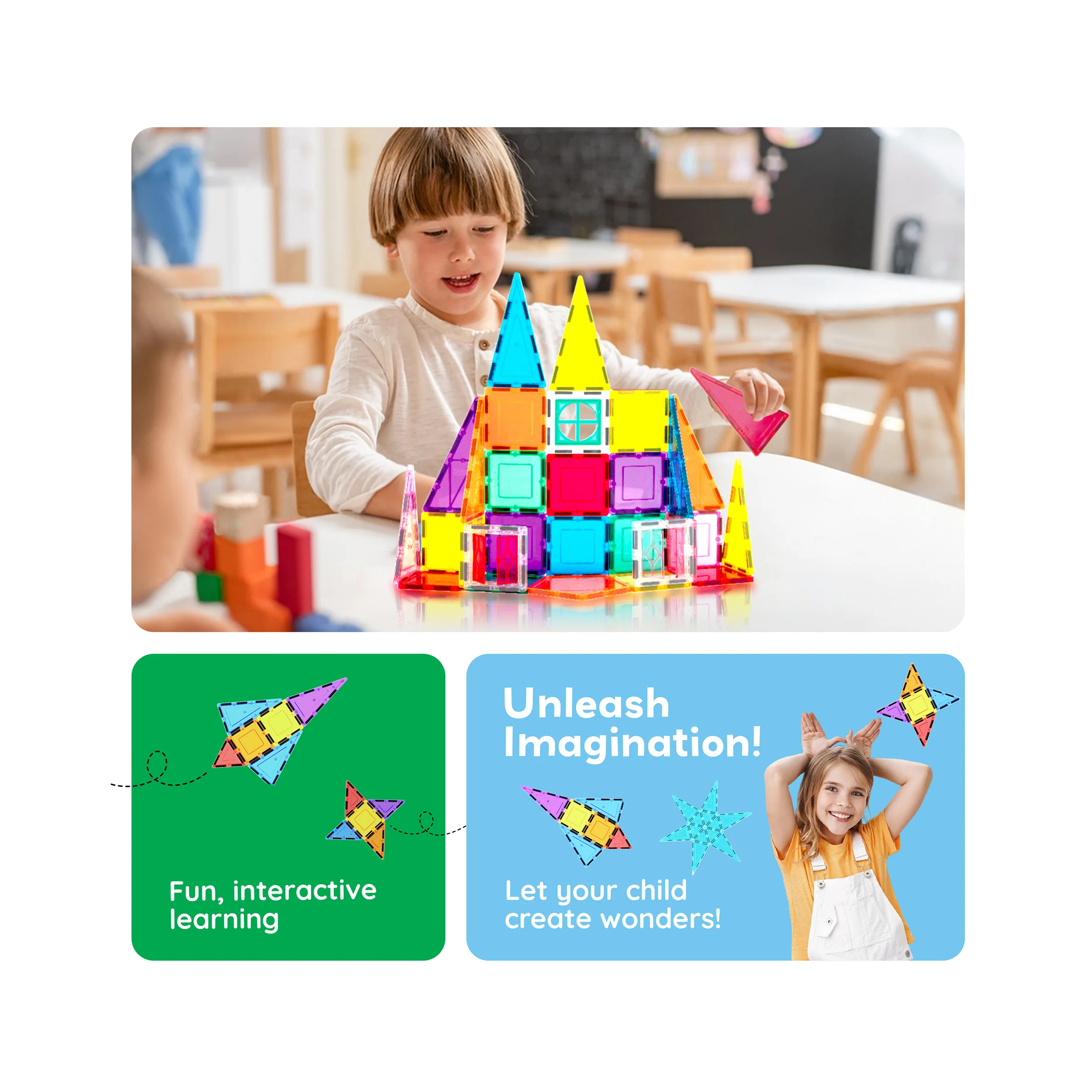 PicassoTiles Magnetic Tiles Rocket Ship Set (36 Pieces) - Image 9