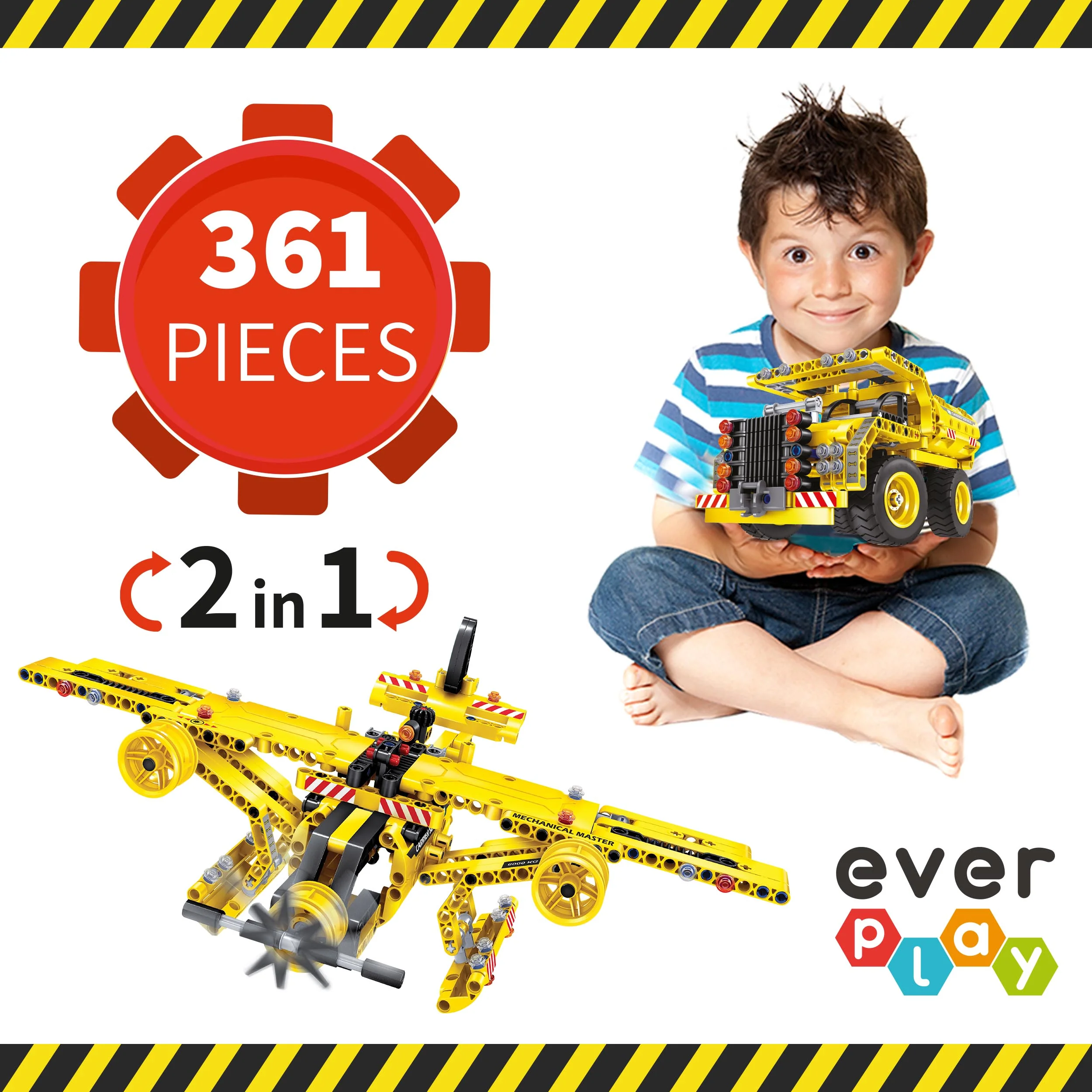361 Piece 2-In-1 Flying Propeller Airplane & Dump Truck Model Construction Building Brick Block EBM12 - Image 2