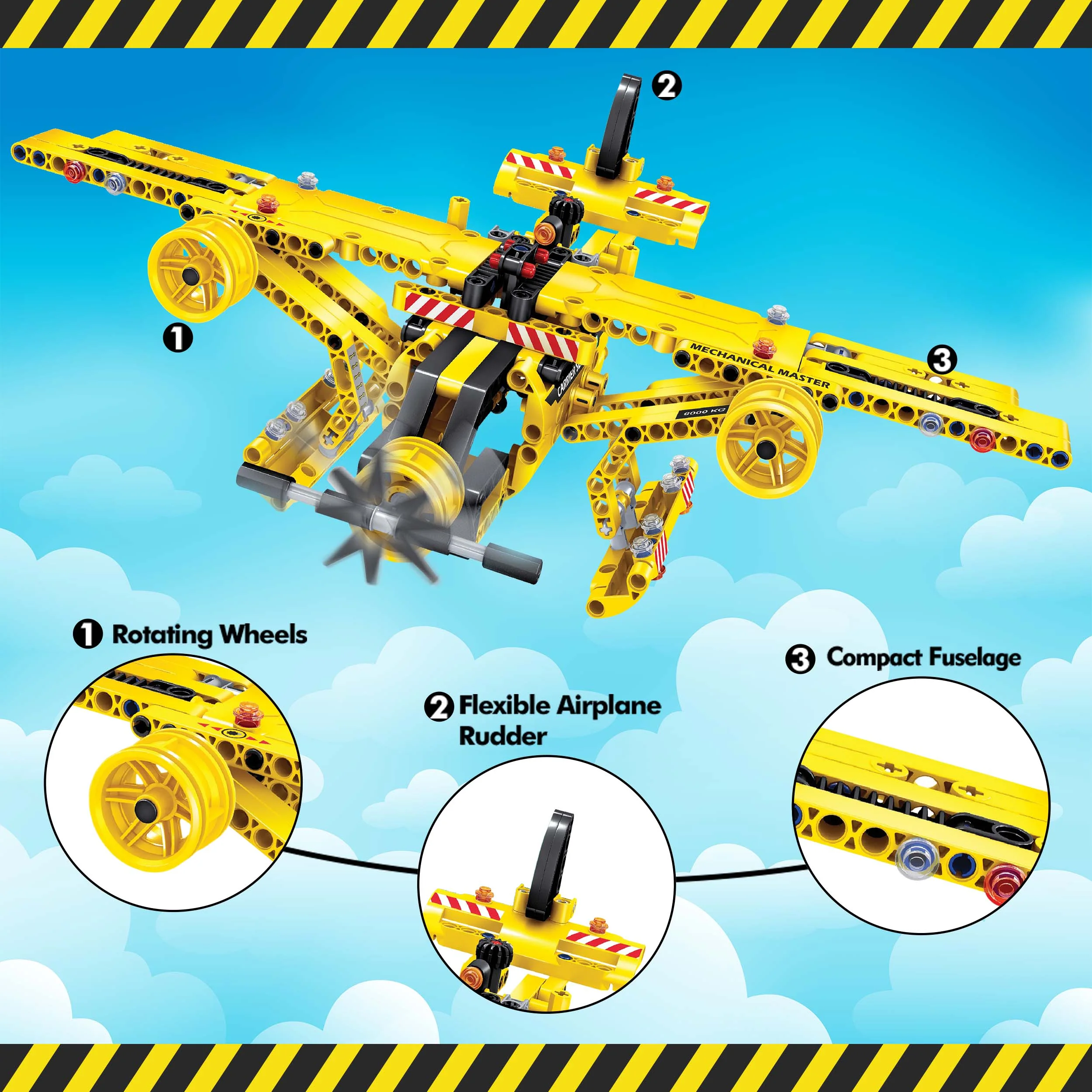 361 Piece 2-In-1 Flying Propeller Airplane & Dump Truck Model Construction Building Brick Block EBM12 - Image 3