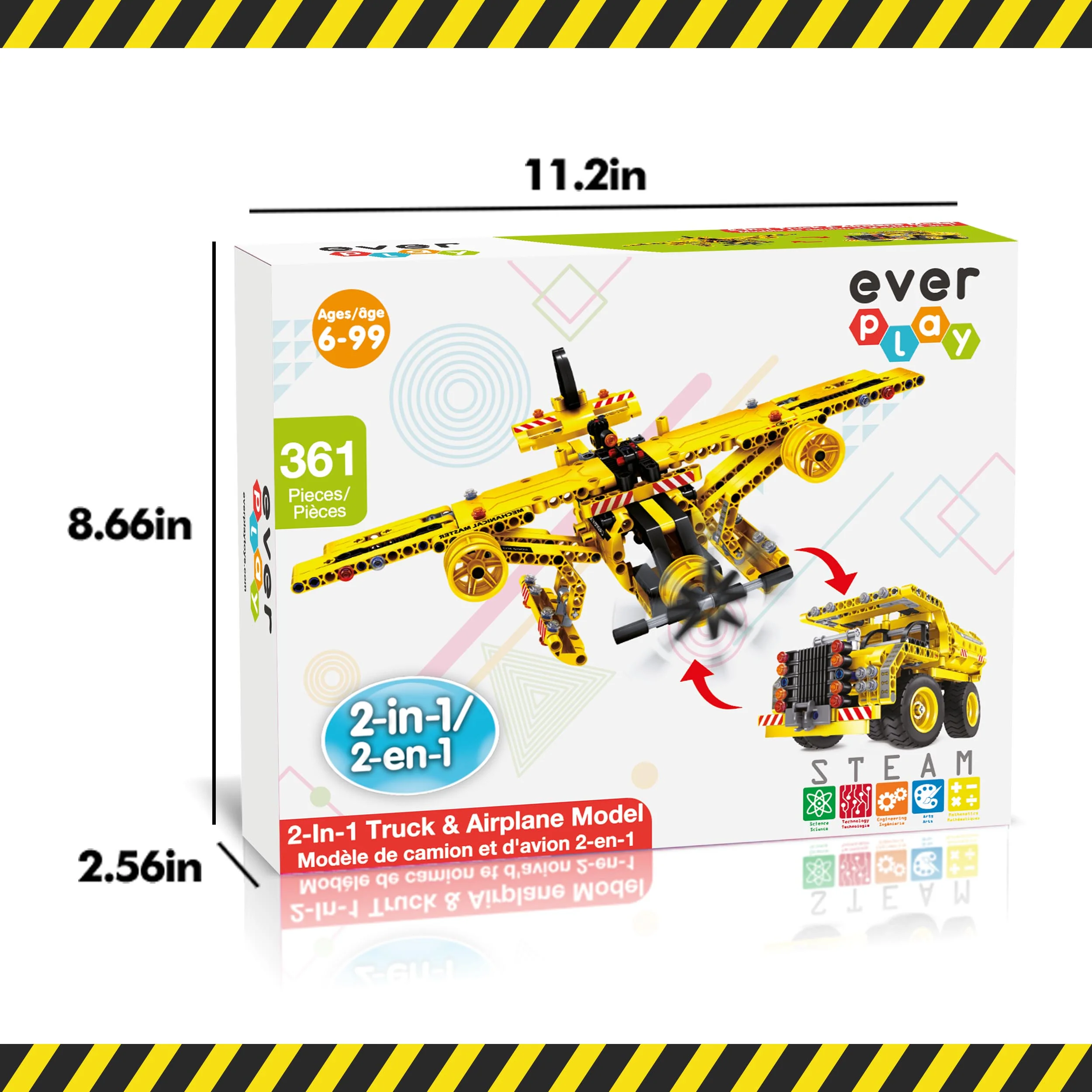 361 Piece 2-In-1 Flying Propeller Airplane & Dump Truck Model Construction Building Brick Block EBM12 - Image 7