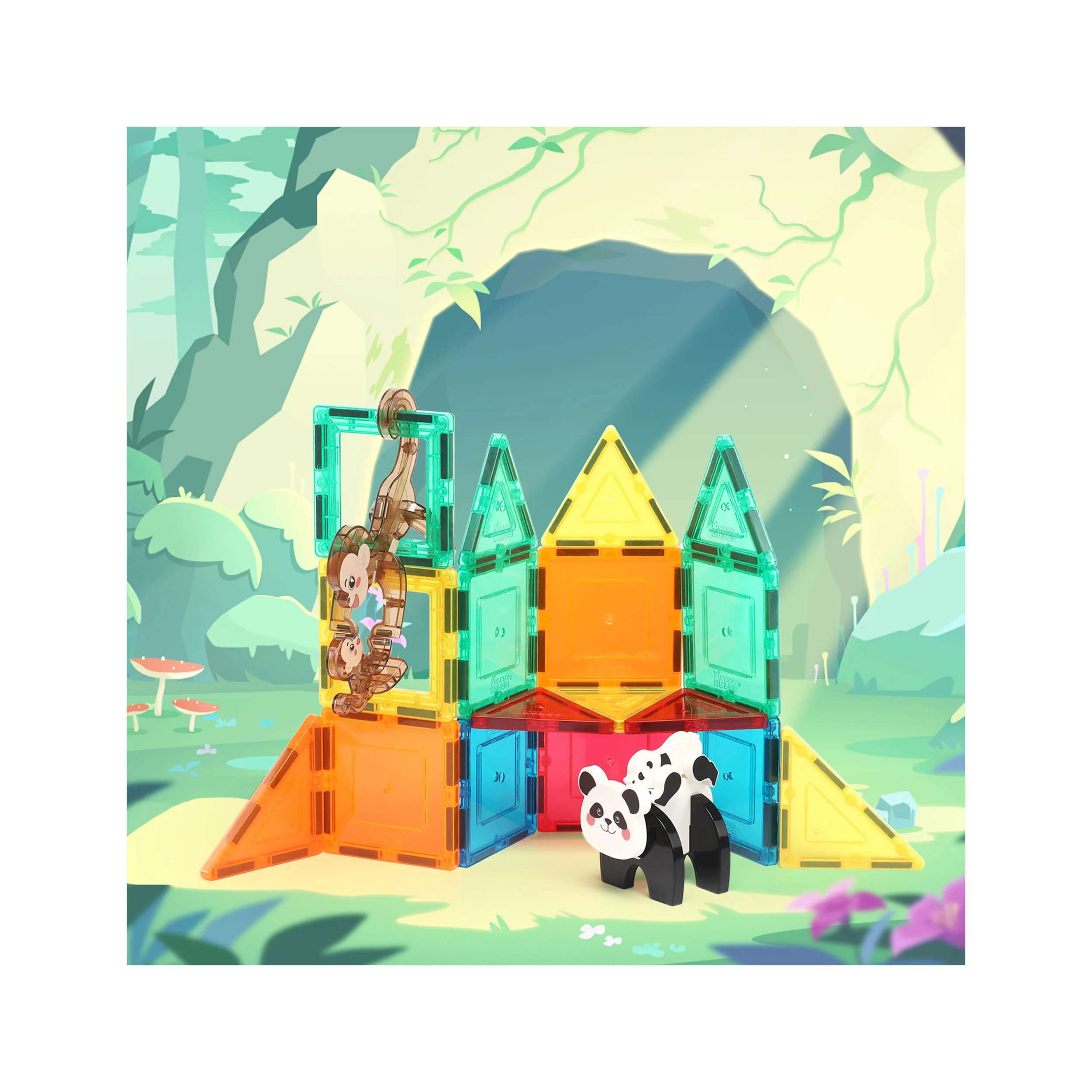 PicassoTiles Panda & Monkey Parent and Baby Characters Playset – 4 Pieces - Image 10