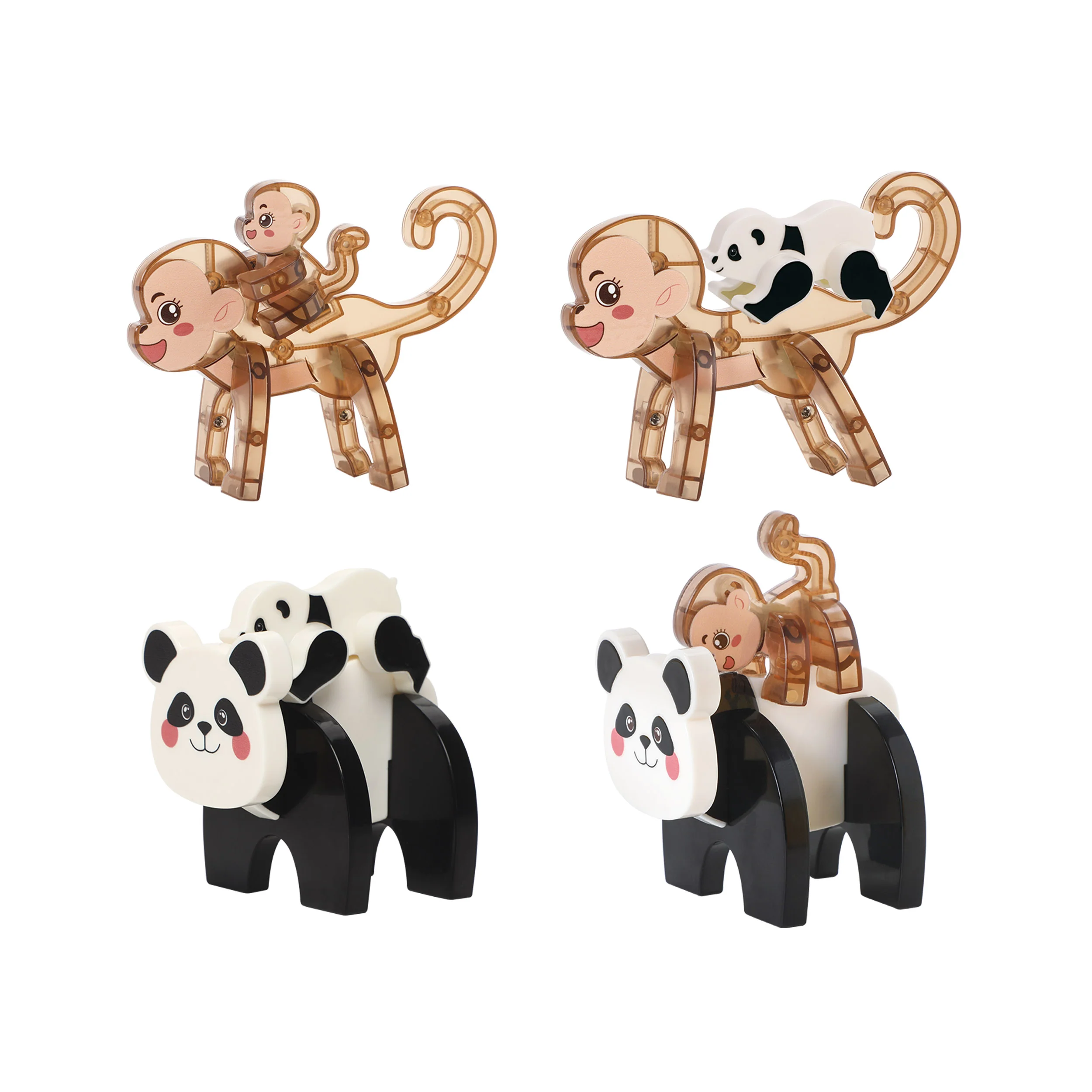 PicassoTiles Panda & Monkey Parent and Baby Characters Playset – 4 Pieces - Image 6