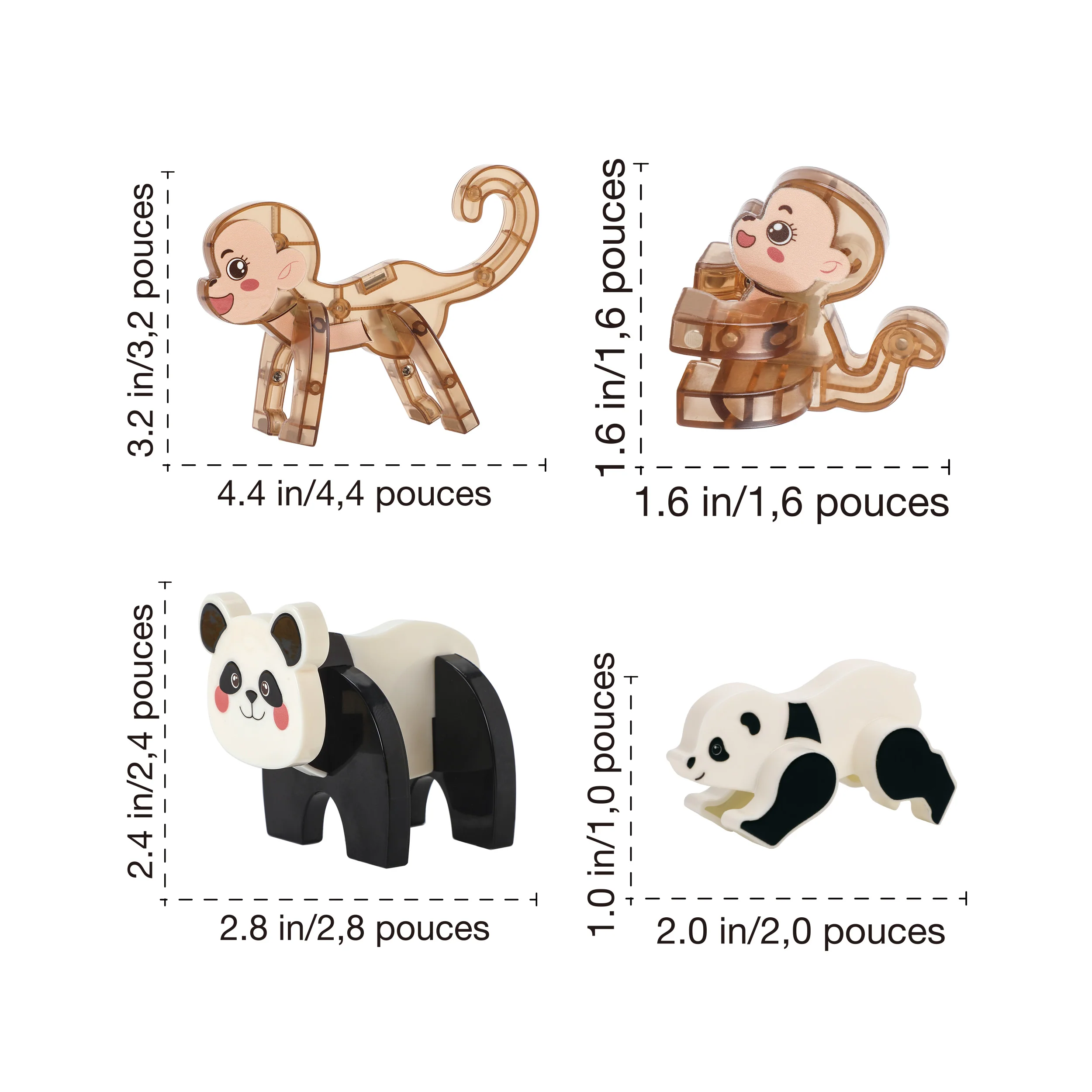PicassoTiles Panda & Monkey Parent and Baby Characters Playset – 4 Pieces - Image 9