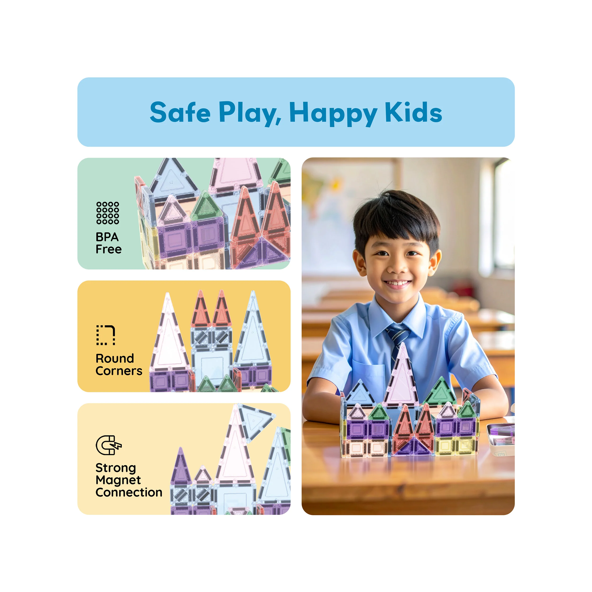 PicassoTiles 50PC Nano + Full-Size Magnetic Travel Set Ages 3+ - Image 6