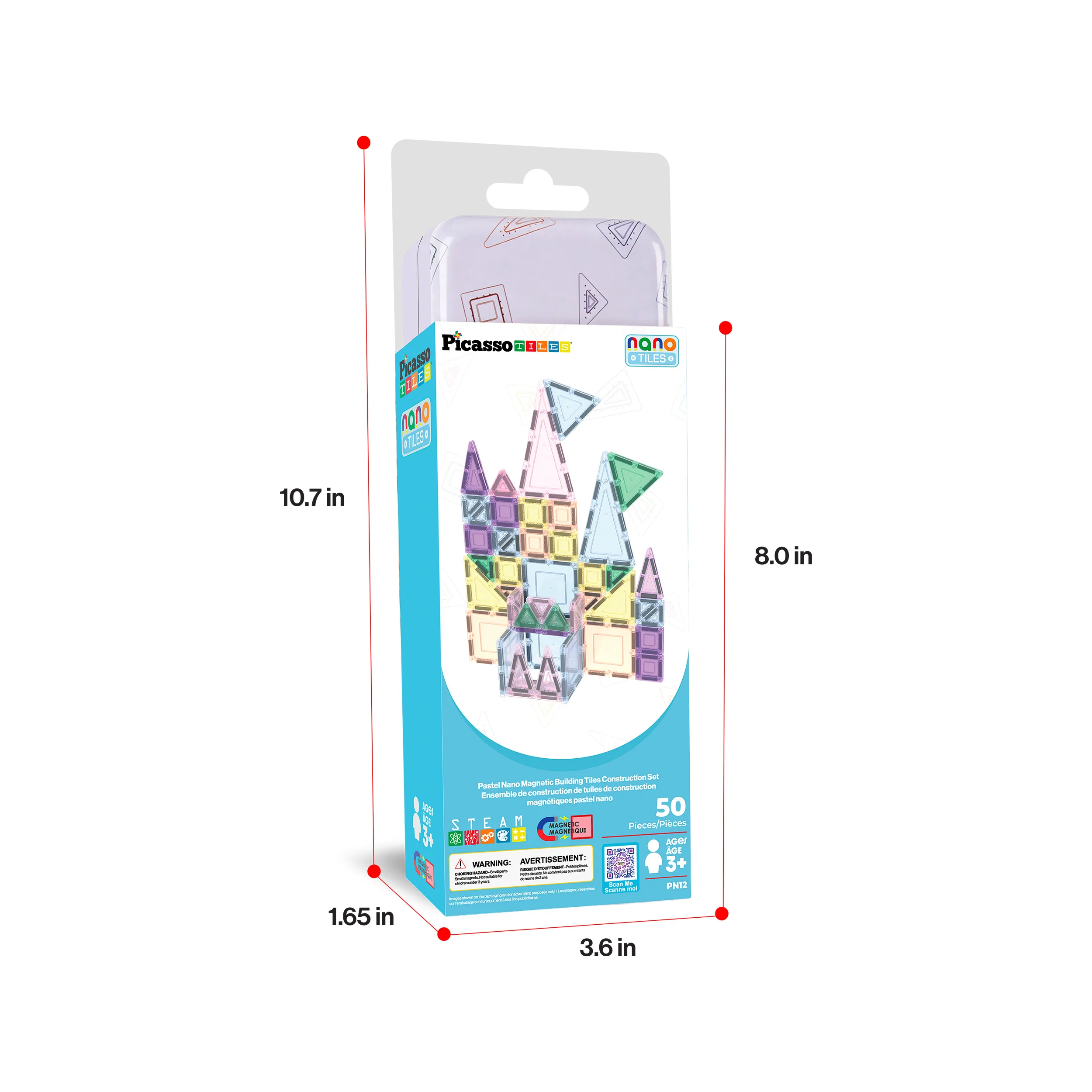 PicassoTiles 50PC Nano + Full-Size Magnetic Travel Set Ages 3+ - Image 9