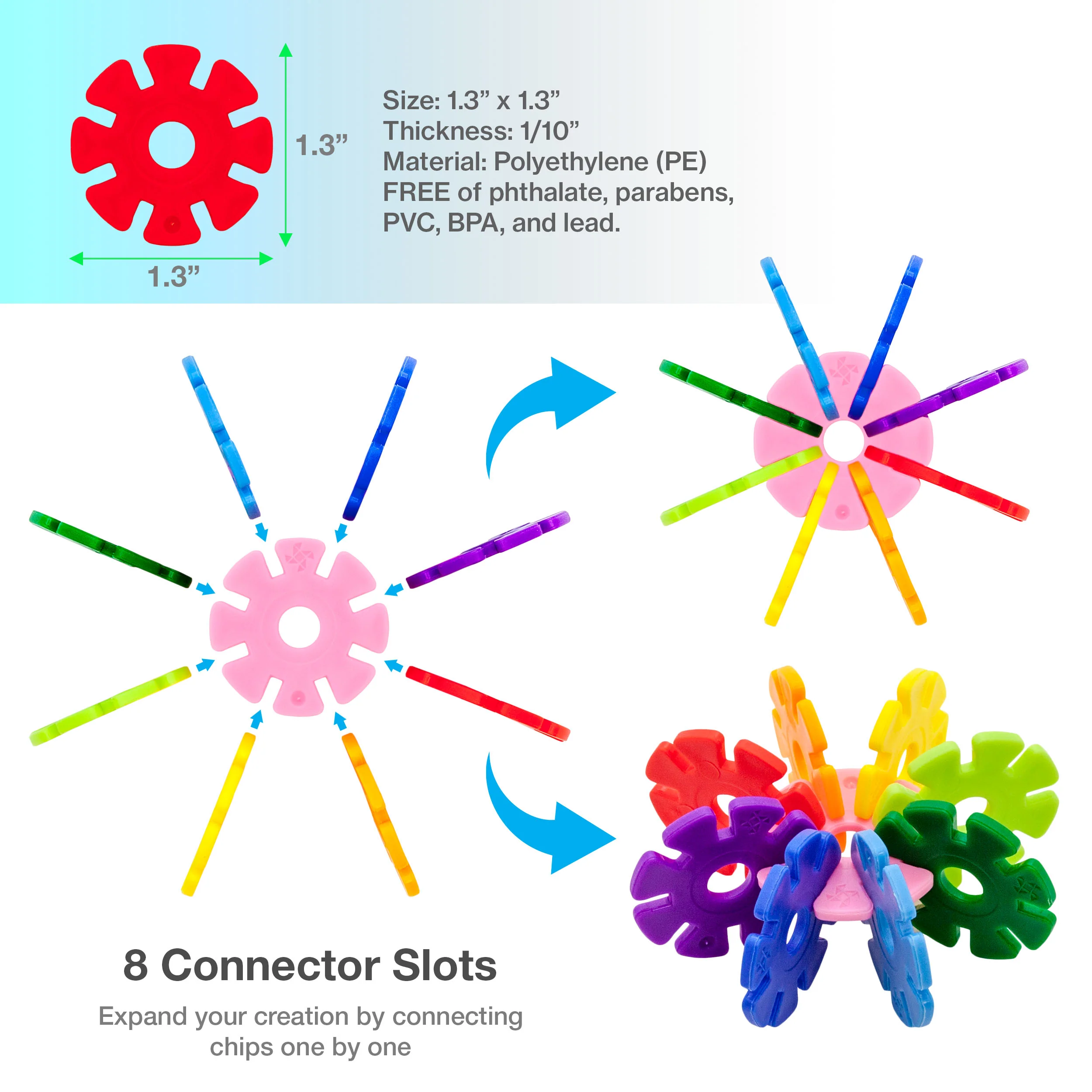 PicassoTiles 550 Piece Building Construction Toy Interlocking Chips - Image 4