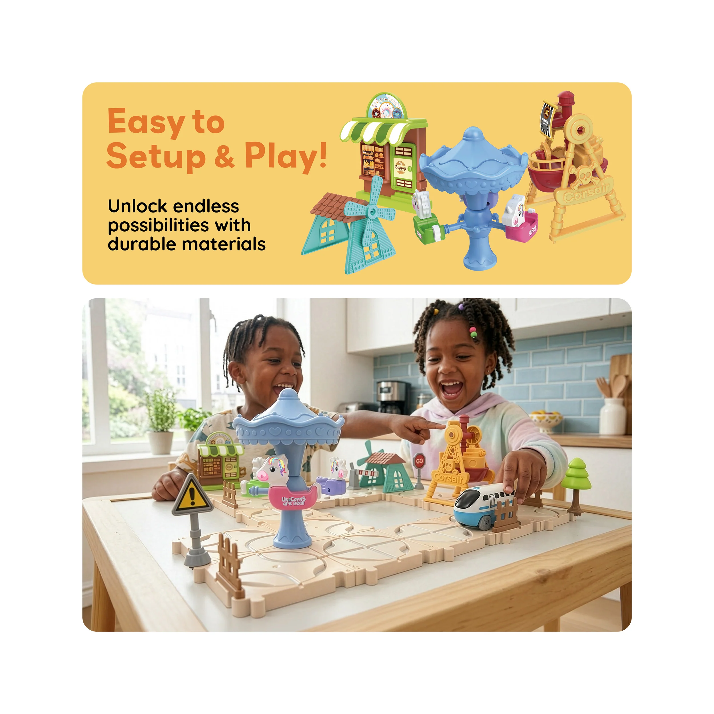 PicassoTiles 74PC Train Track Builder Set STEM Construction Toy for Kids 3+ - Image 7