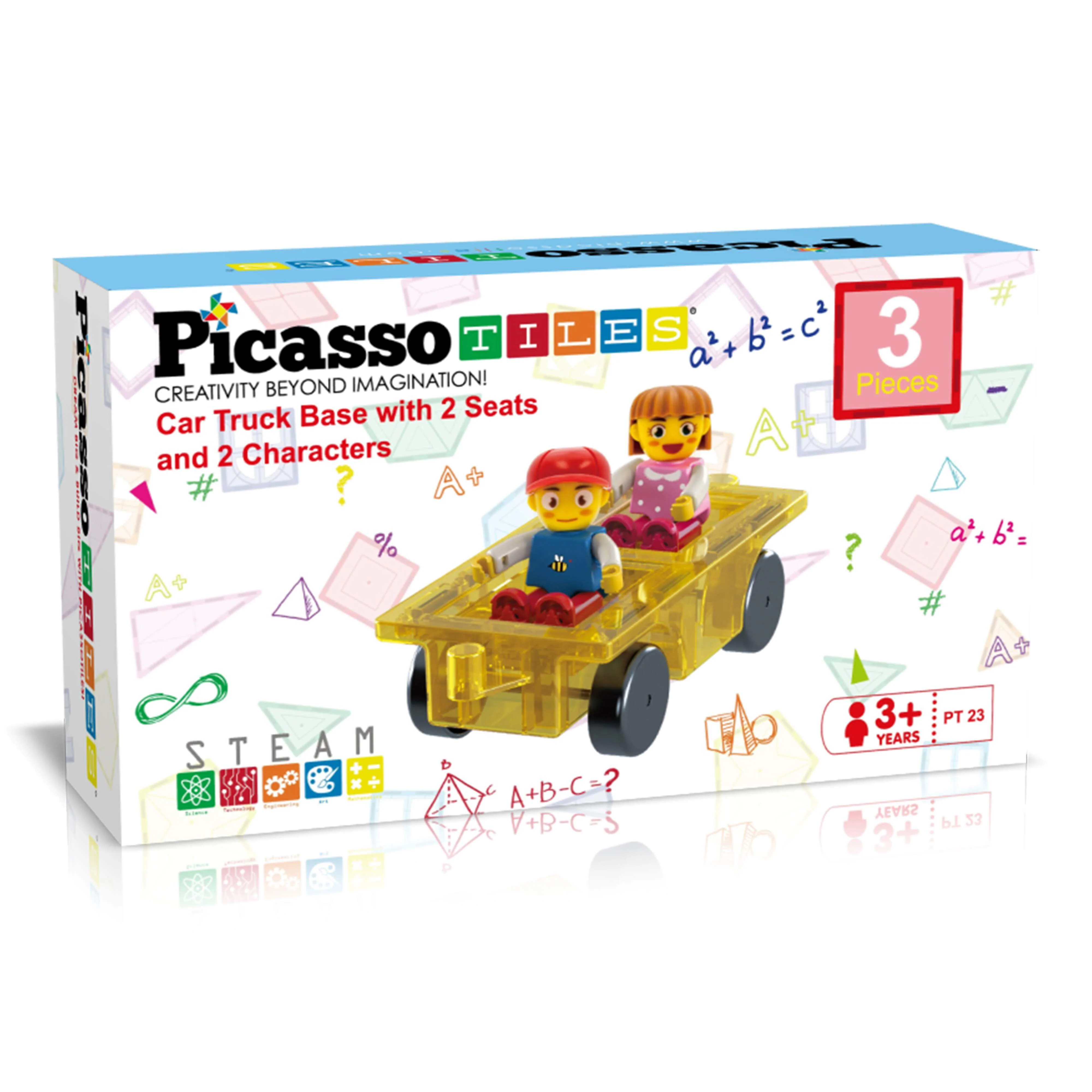 PicassoTiles 2 Action Figures with Transformable Car to Truck - Image 2