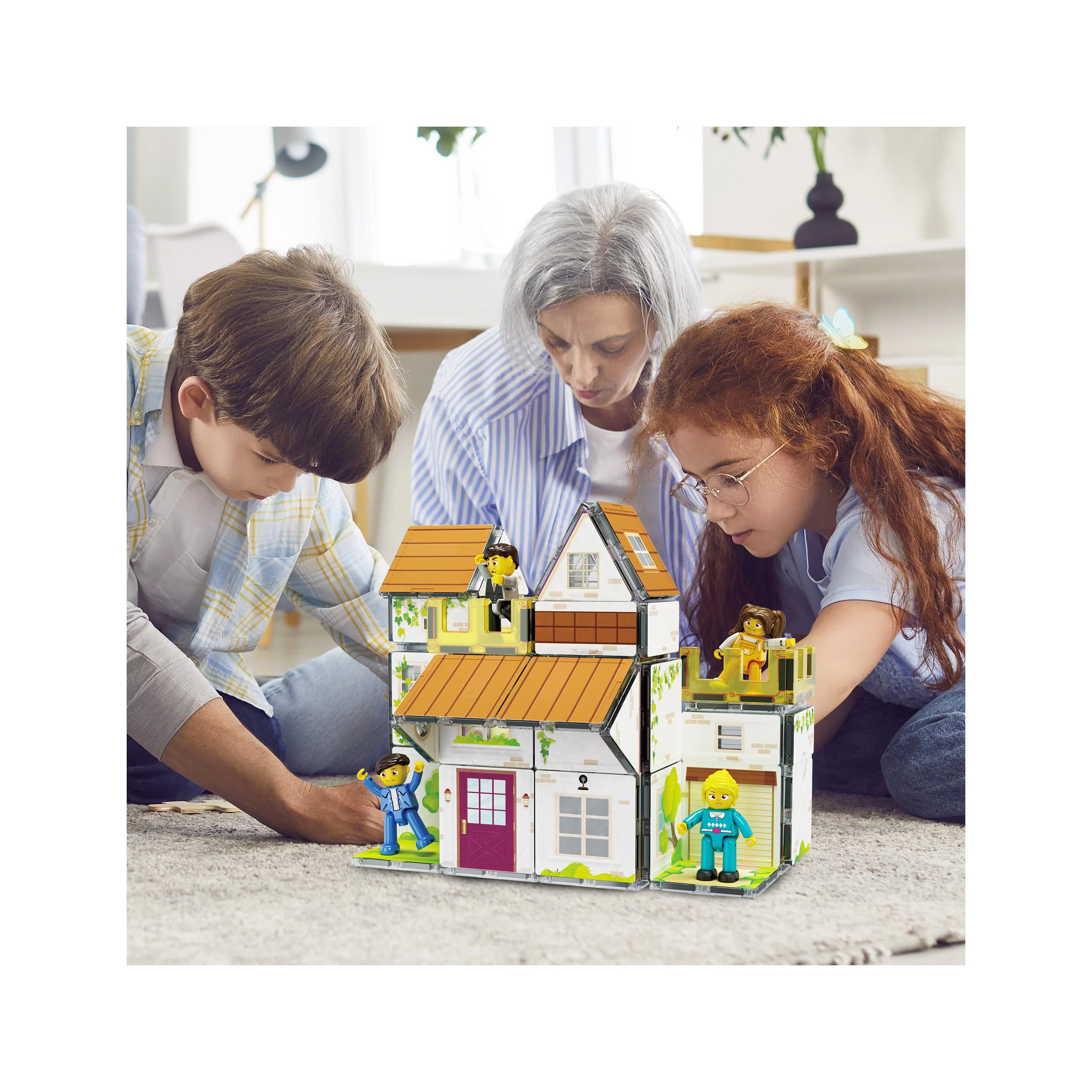 PicassoTiles Magnetic Tiles Family Doll House Set - Image 2