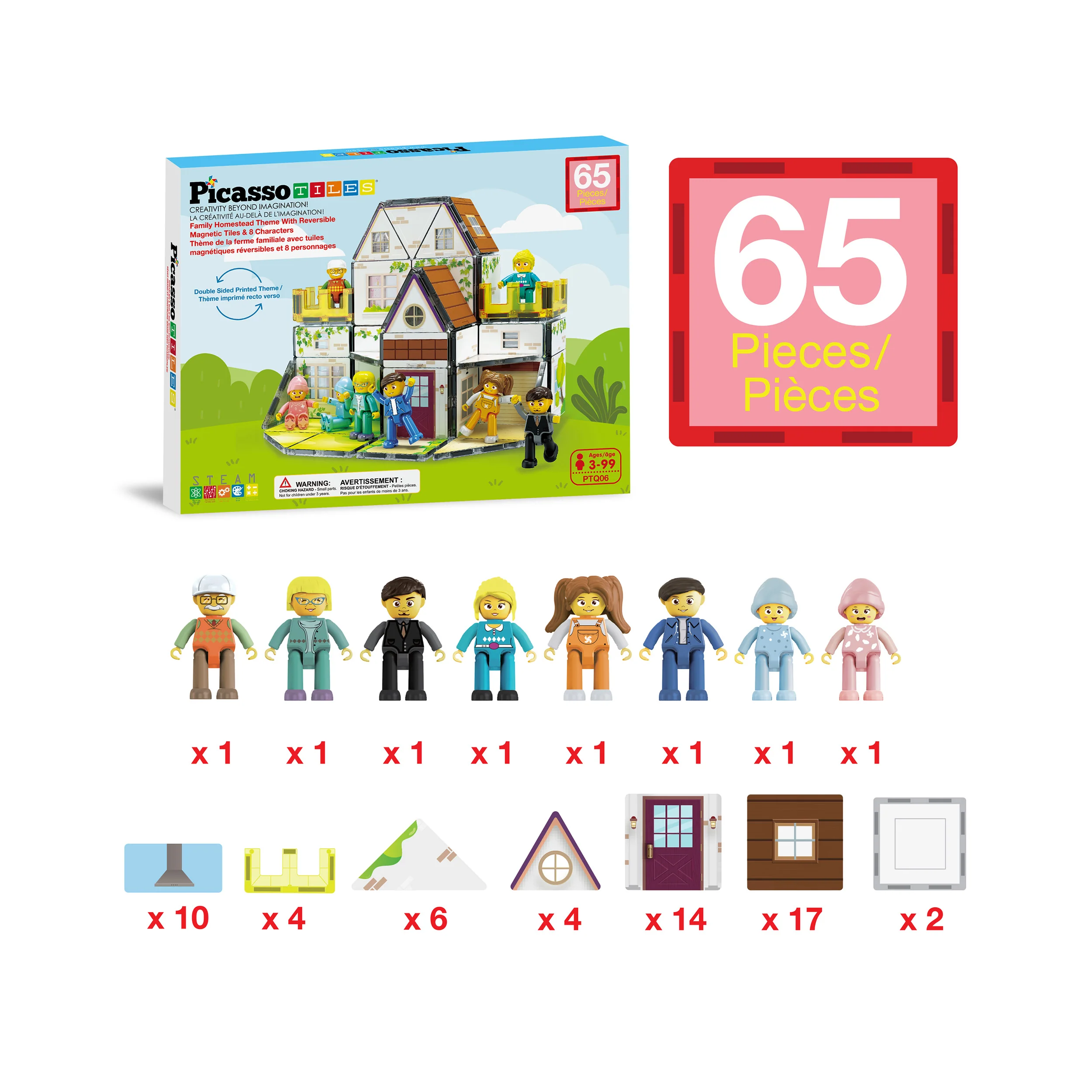 PicassoTiles Magnetic Tiles Family Doll House Set - Image 3