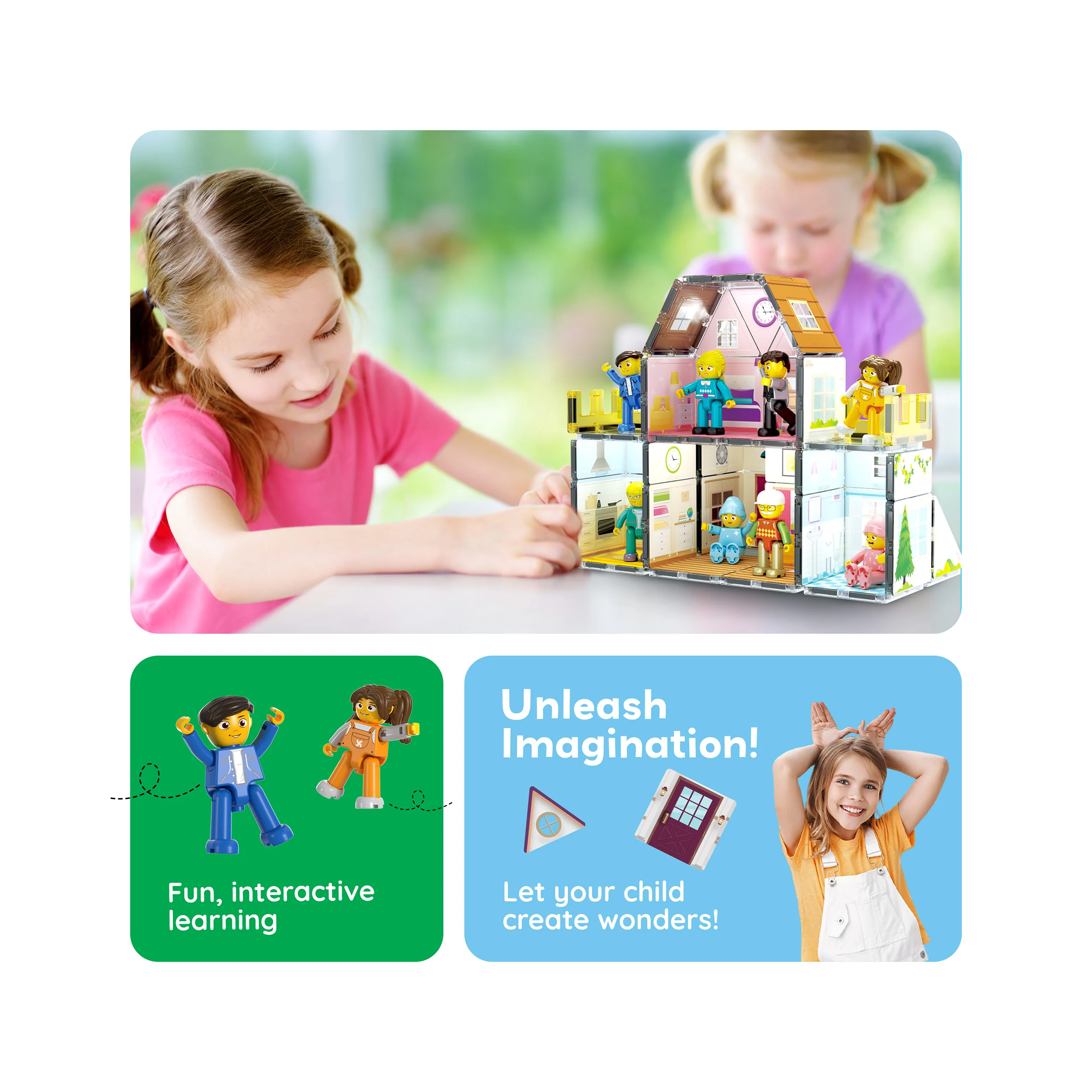 PicassoTiles Magnetic Tiles Family Doll House Set - Image 5