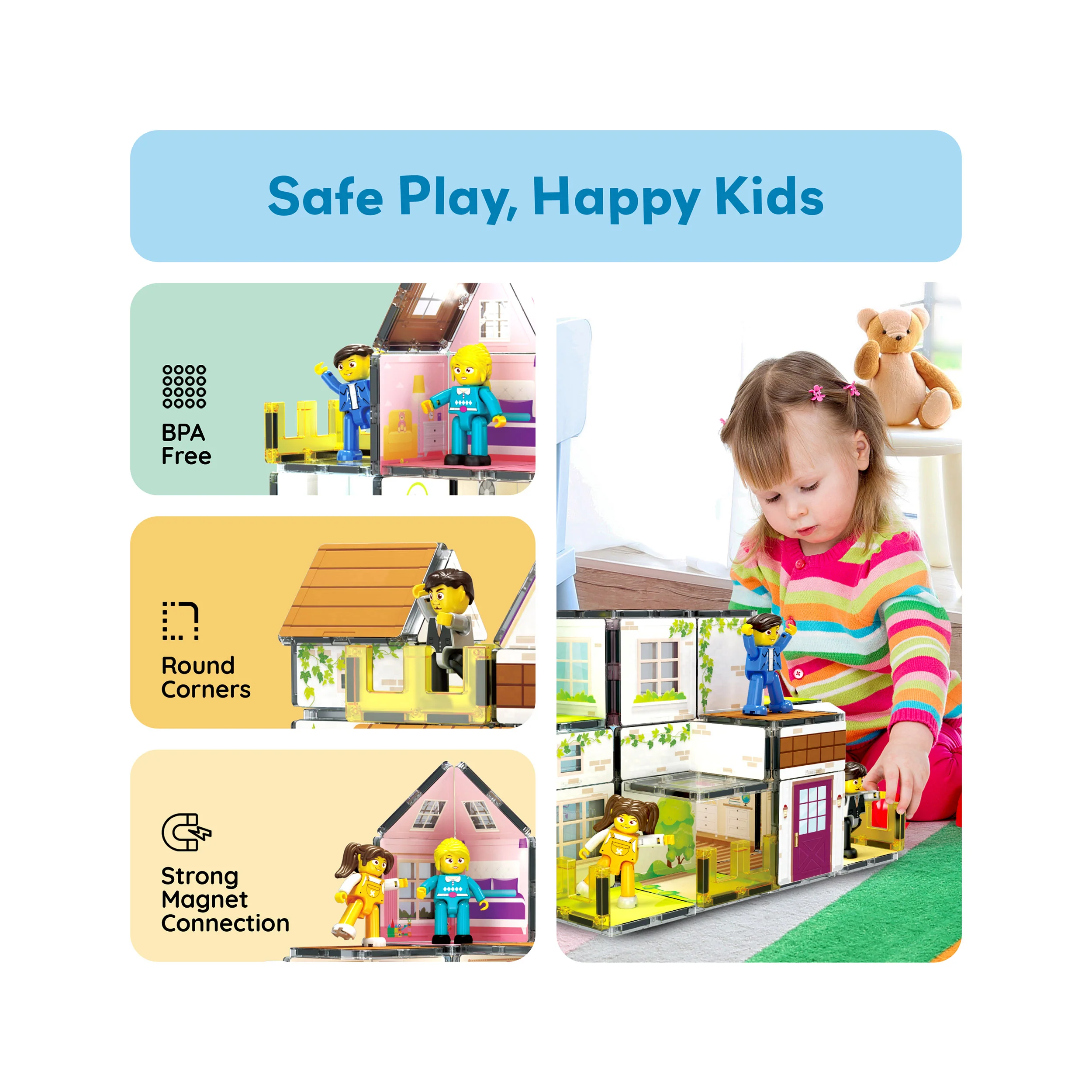 PicassoTiles Magnetic Tiles Family Doll House Set - Image 6