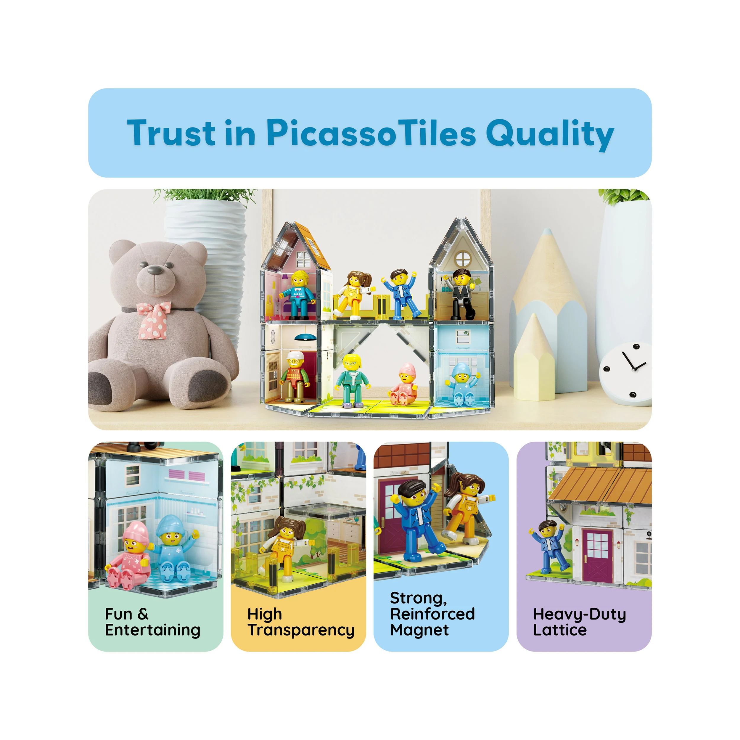 PicassoTiles Magnetic Tiles Family Doll House Set - Image 8