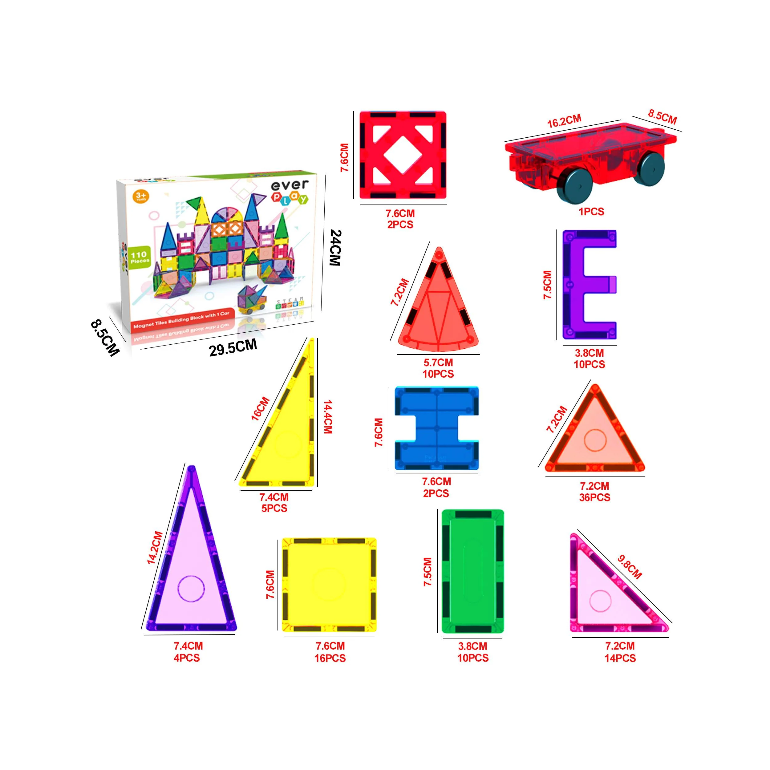 Everplay 110 Piece Magnetic Tile Set - Image 9