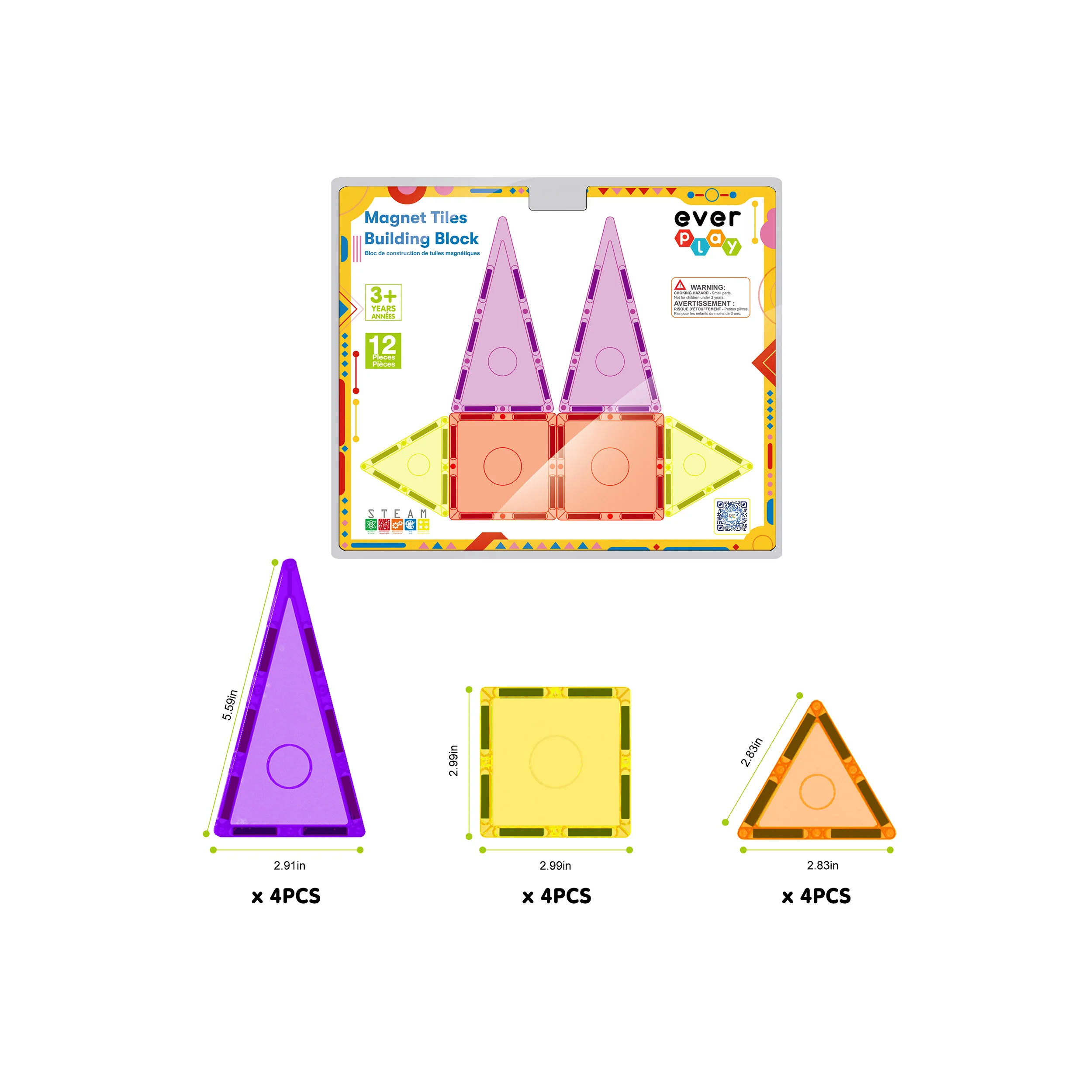 EverPlay 12pc Magnetic Tile Blocks - Image 3