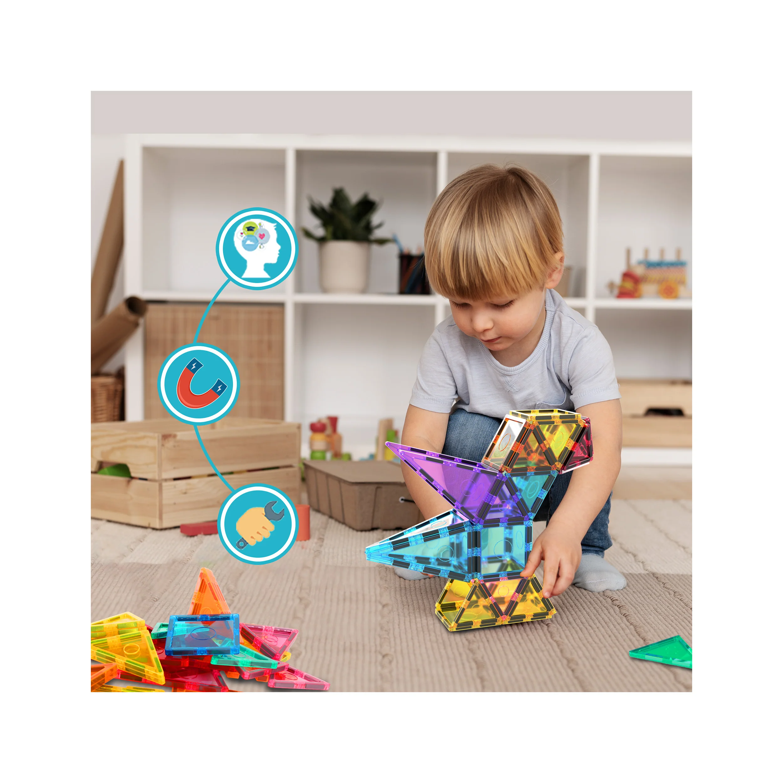 EverPlay 12pc Magnetic Tile Blocks - Image 6