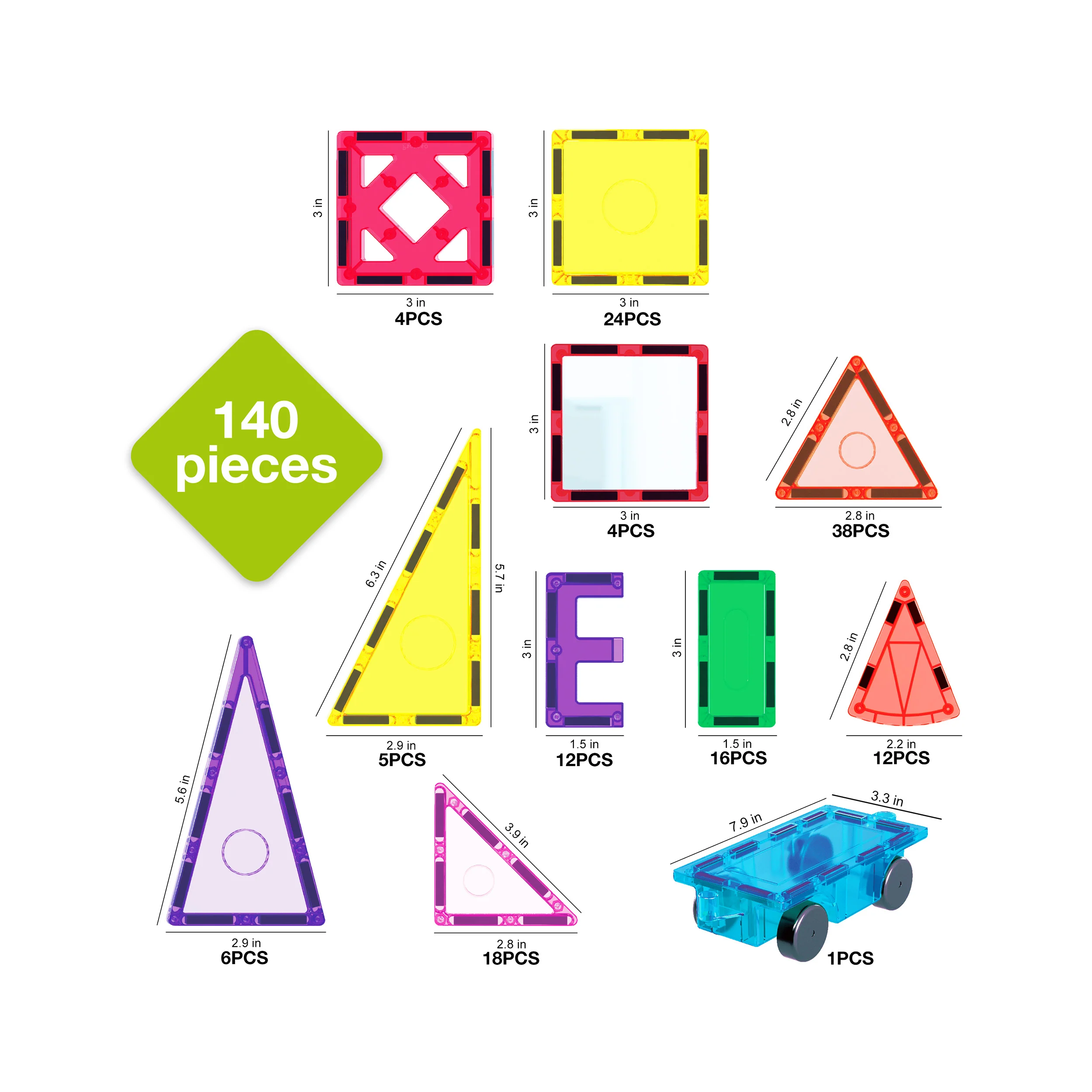 Everplay 140 Piece Magnetic Tile Set - Image 7