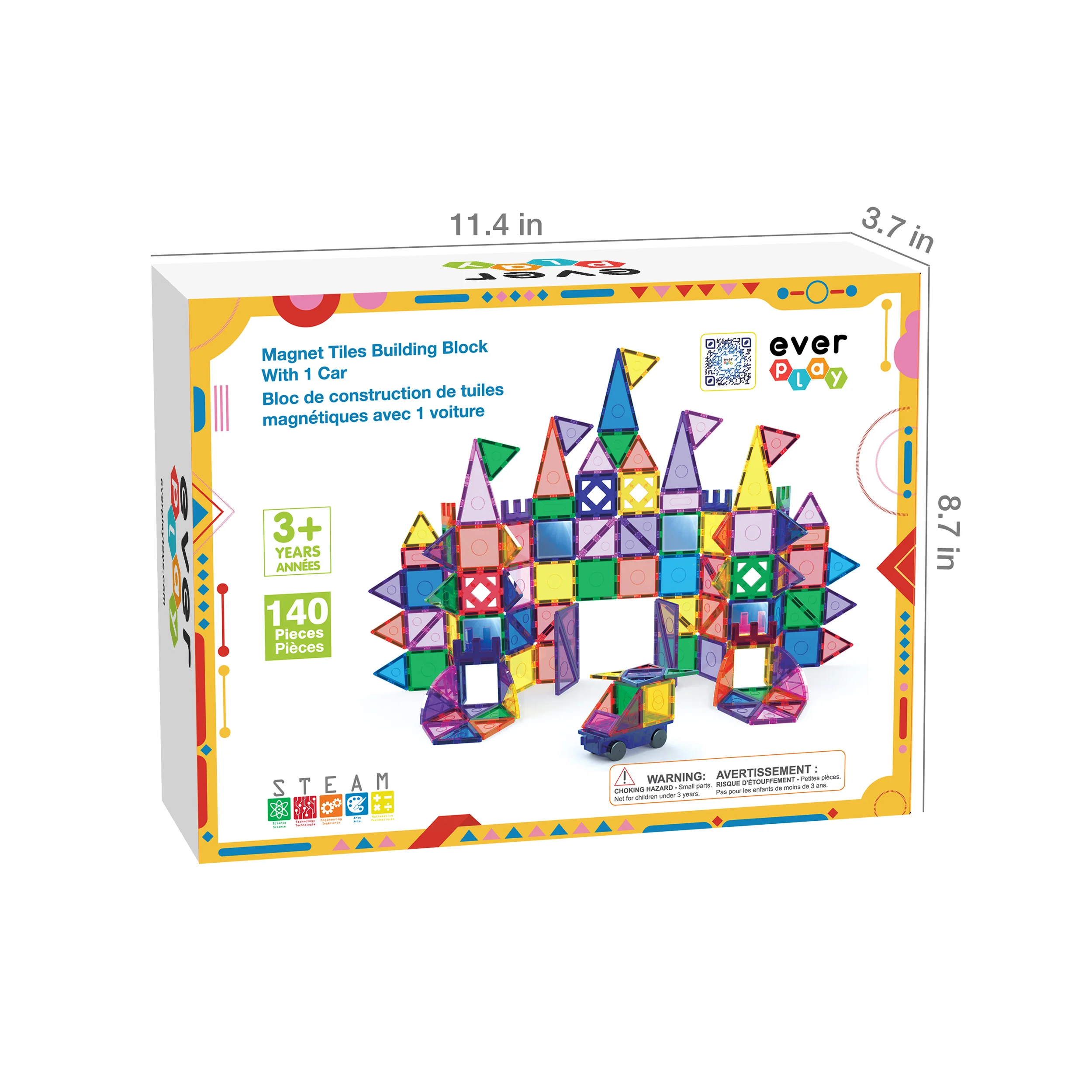 Everplay 140 Piece Magnetic Tile Set - Image 8