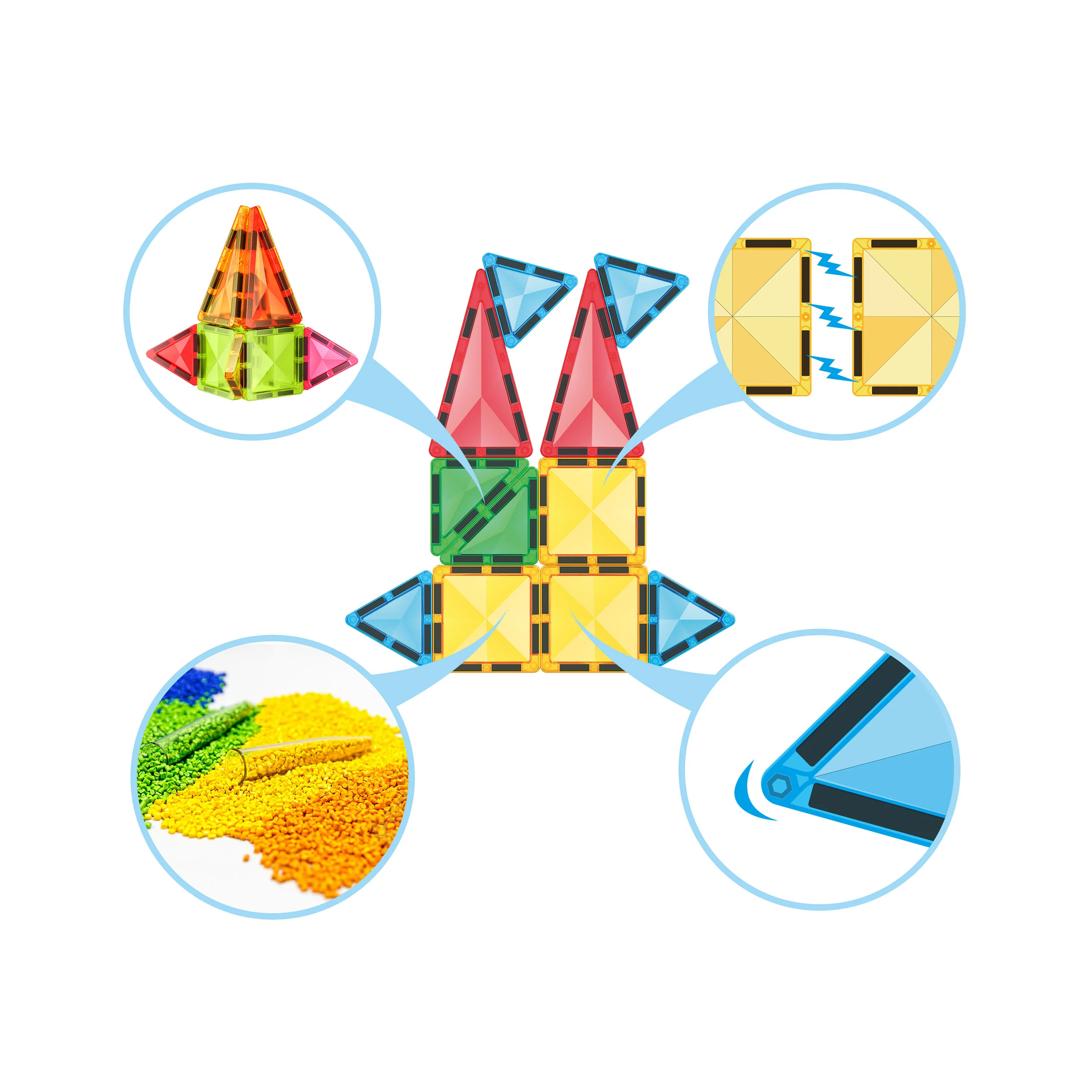 EverPlay 24 pcs Travel Size Magnetic Tiles Building Blocks - Image 3