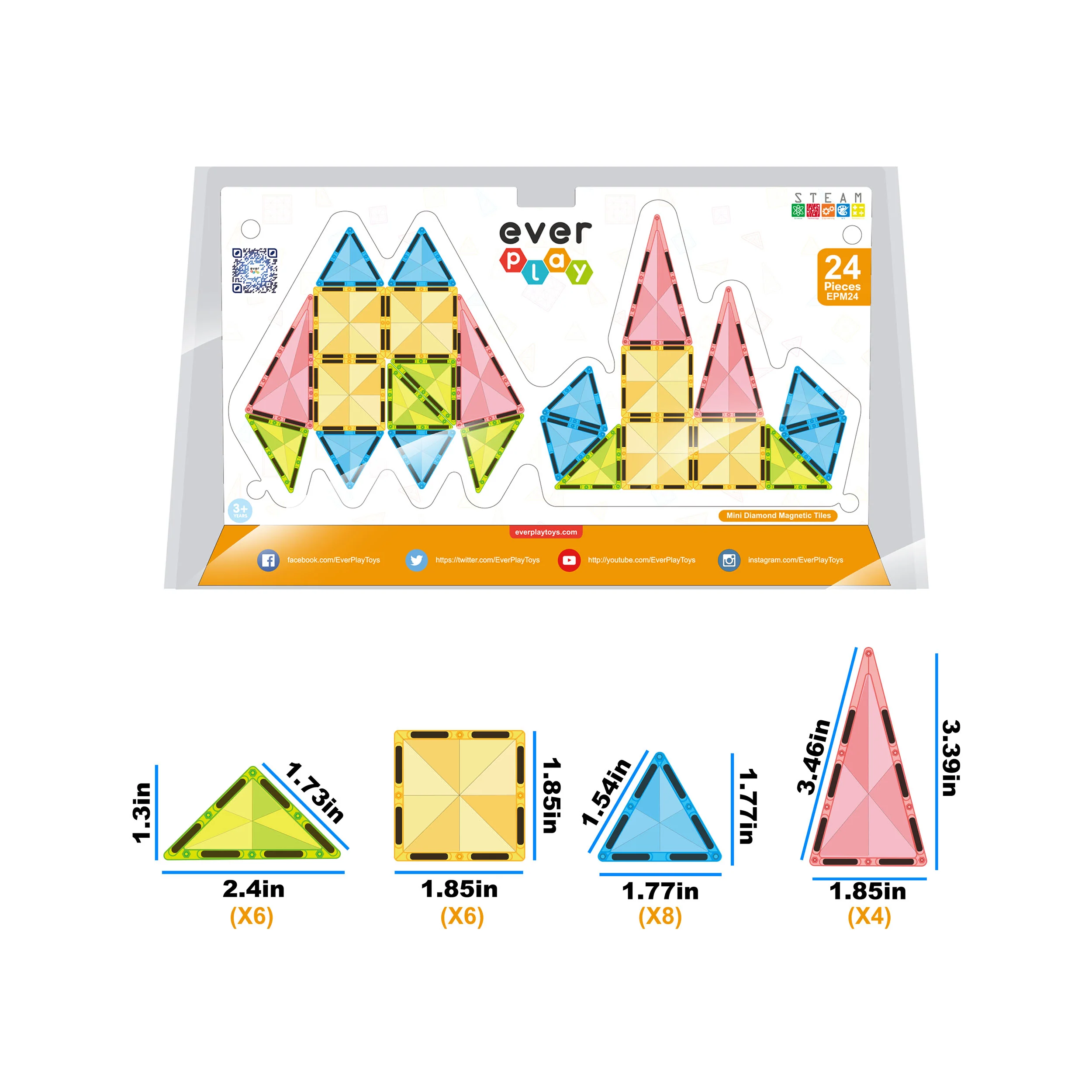 EverPlay 24 pcs Travel Size Magnetic Tiles Building Blocks - Image 4