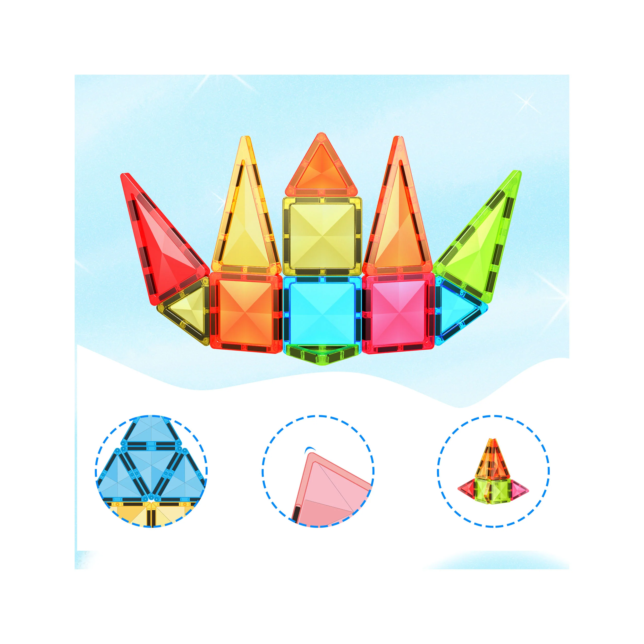 EverPlay 24 pcs Travel Size Magnetic Tiles Building Blocks - Image 7