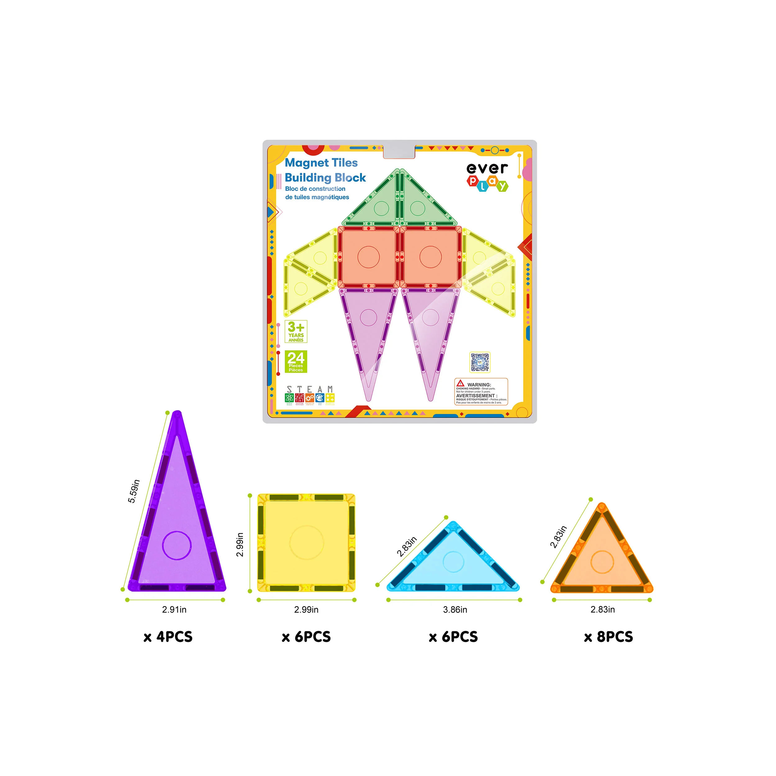 EverPlay 24pc Magnetic Tile Blocks - Image 3