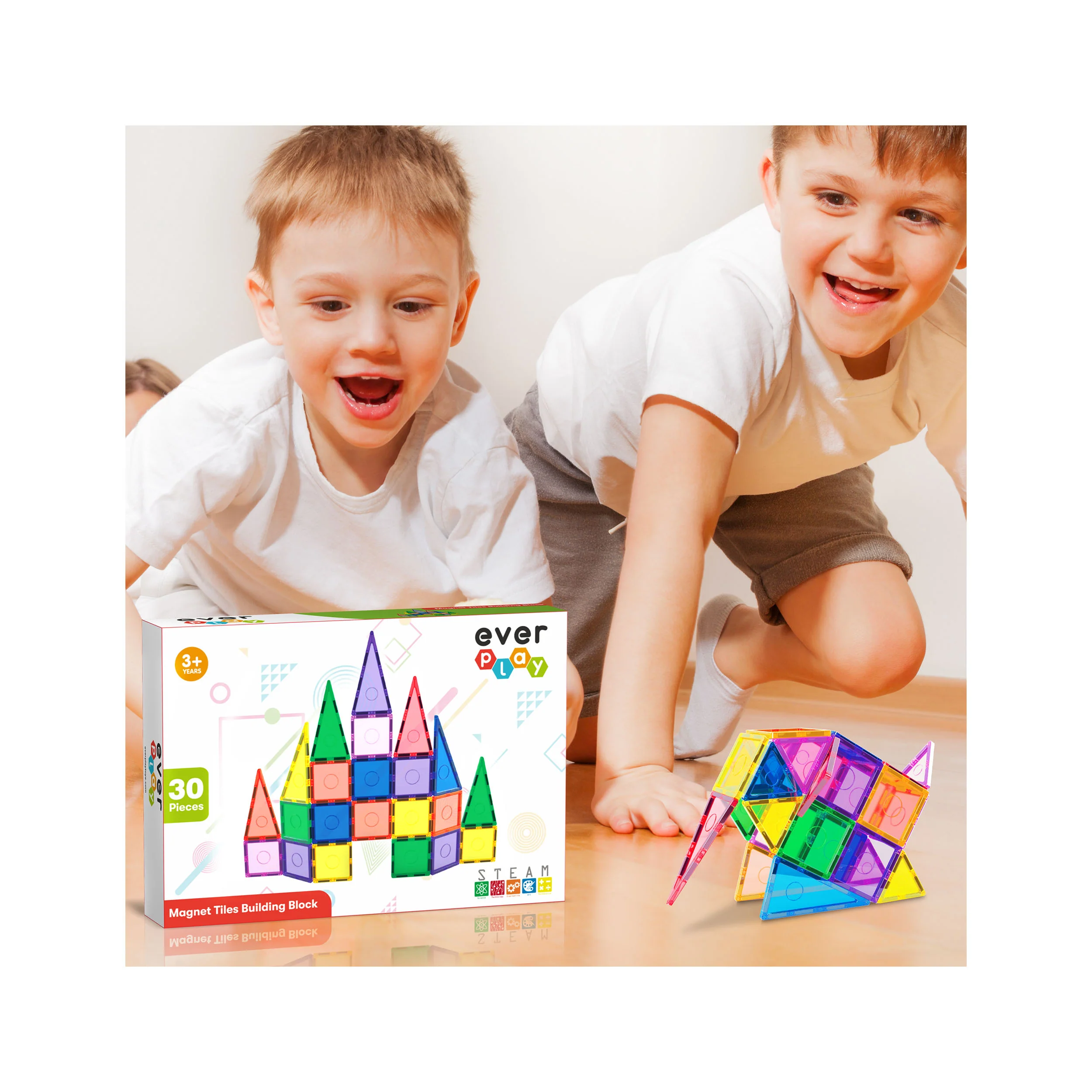 Everplay 30 Piece Magnetic Tile Set - Image 9