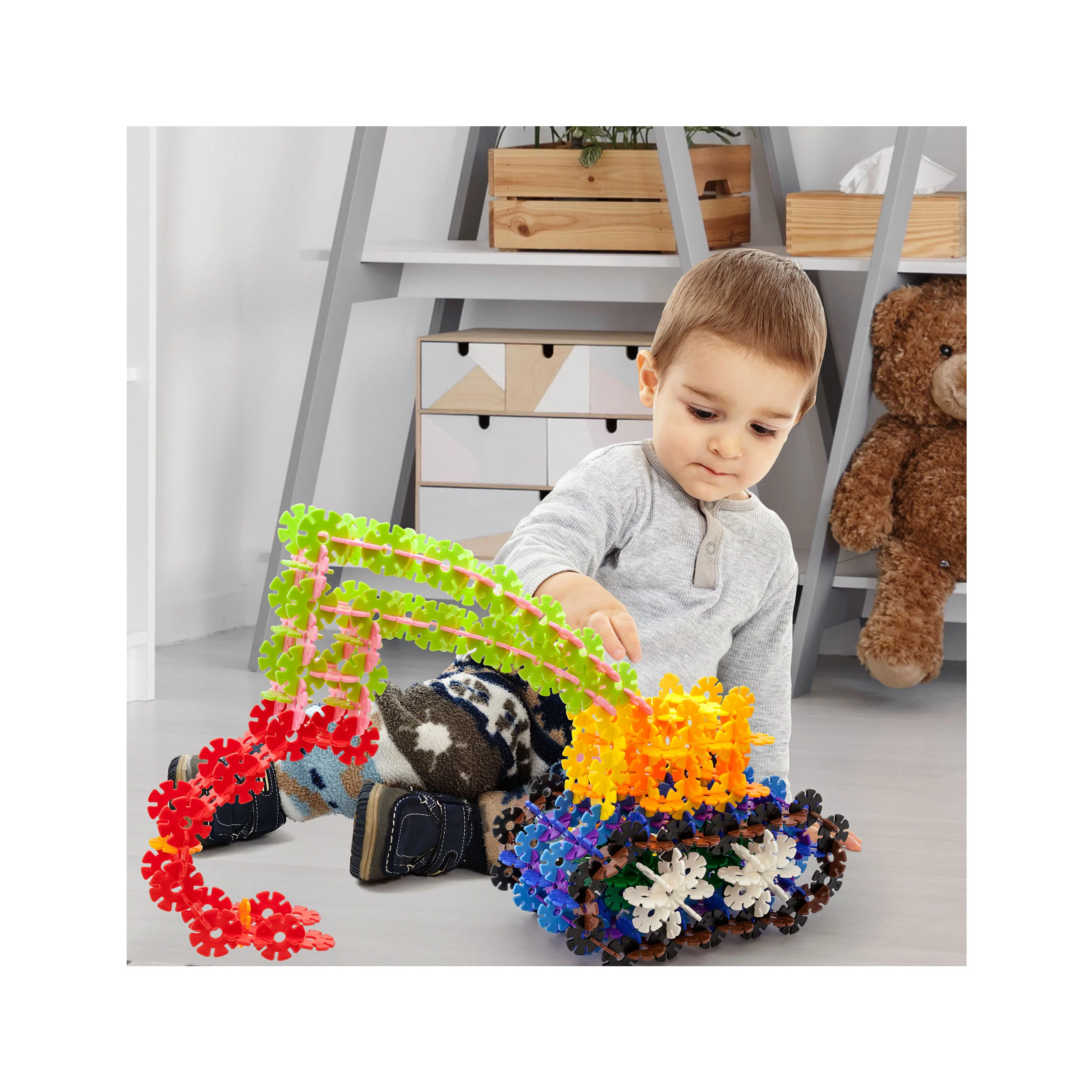 EverPlay 550 Piece Building Construction Toy Interlocking Chips - Image 2