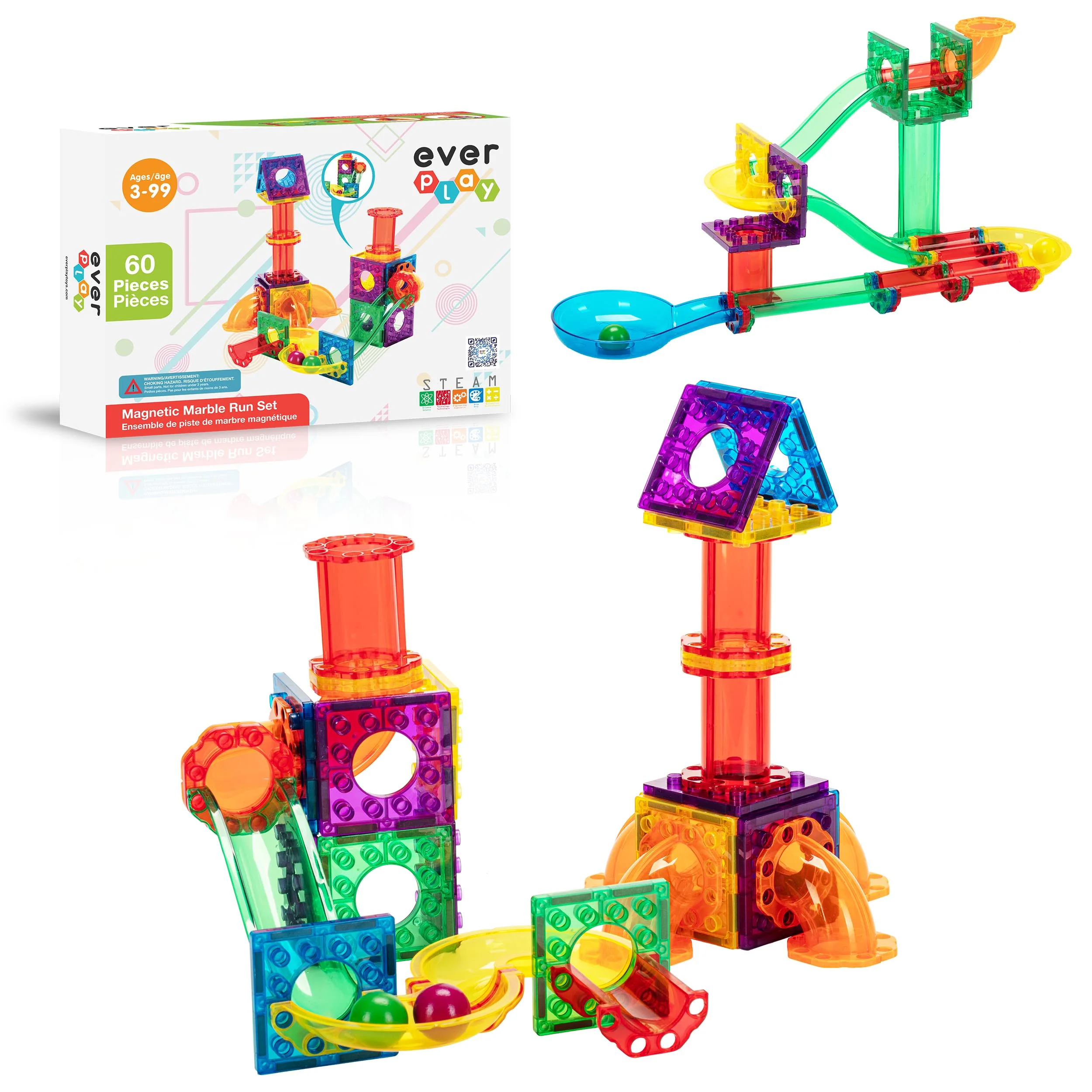 Everplay 60pc Marble Run Magnetic Building Toy Set