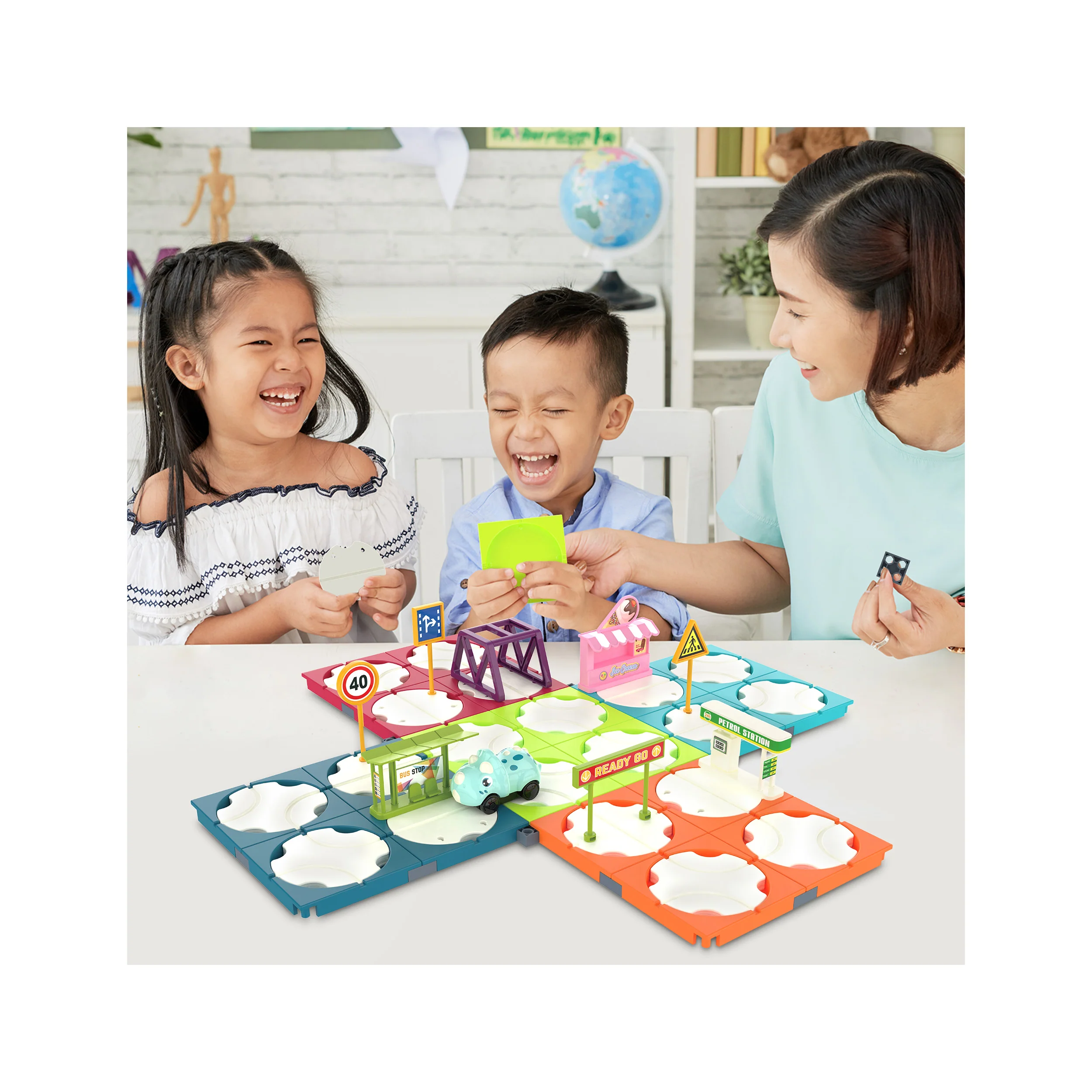 EverPlay 85pc Race Track Reversible Builder Set with Dino Vehicle - Image 2