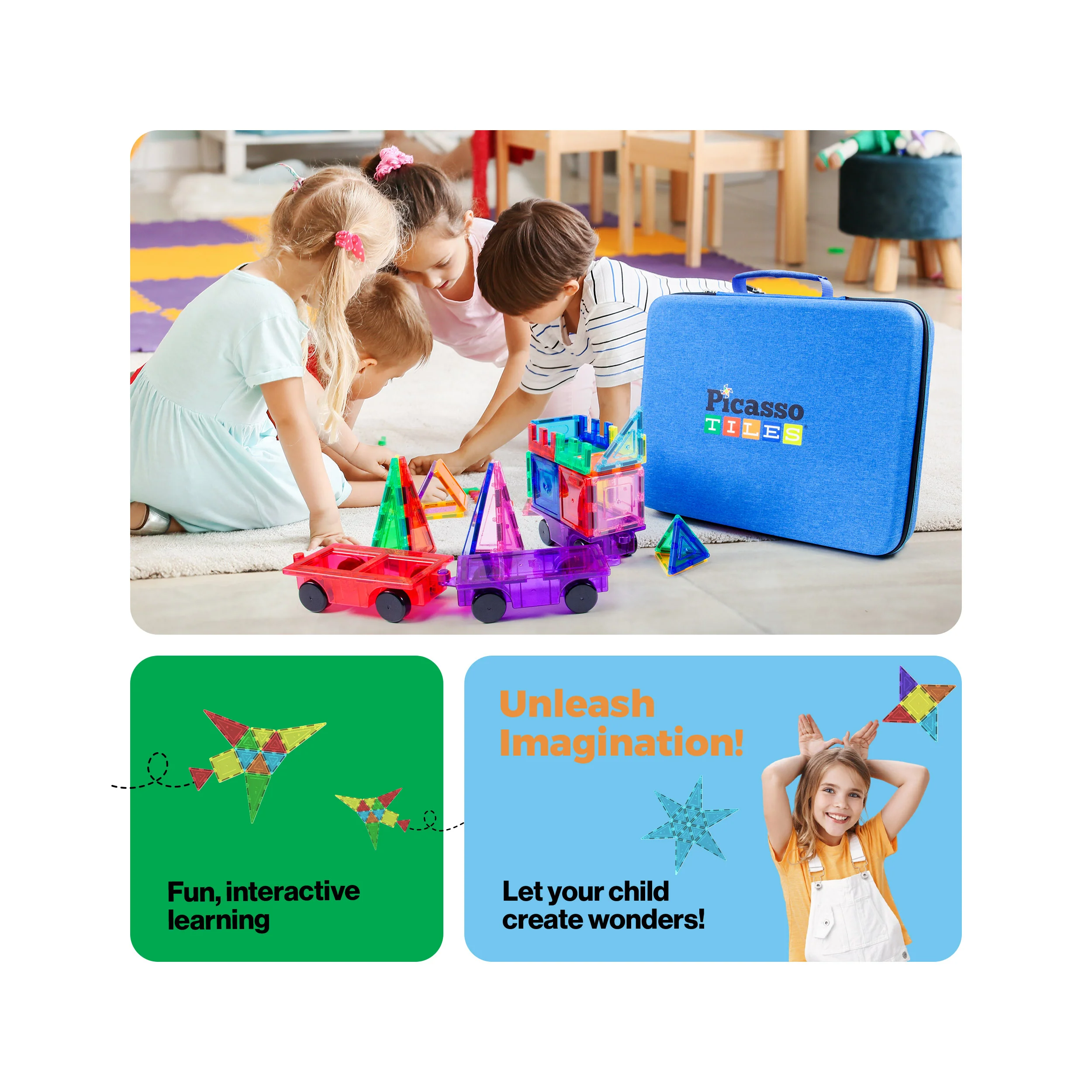 PicassoTiles Magnetic Tiles Storage Water Resistant Medium Toy Case - Image 4