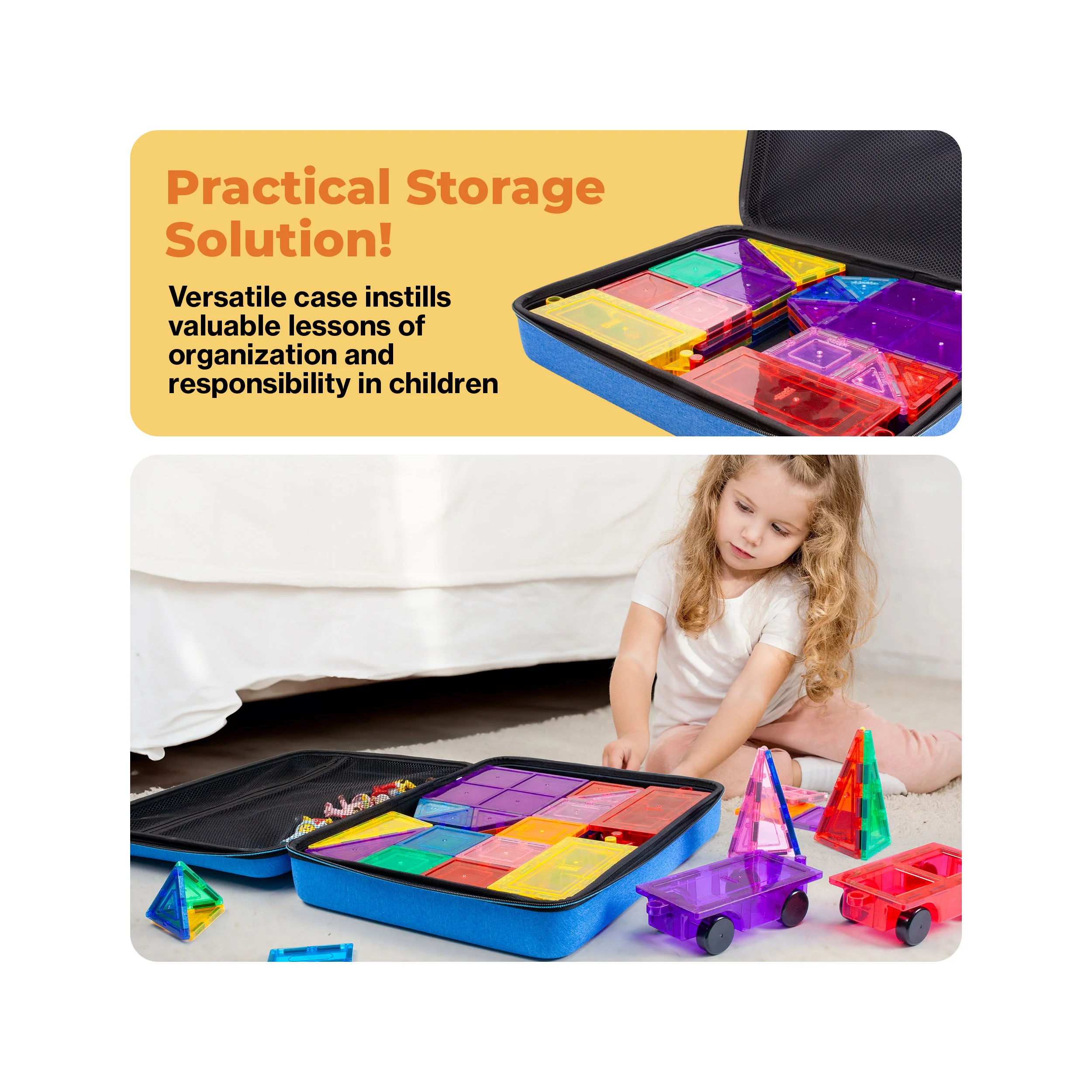 PicassoTiles Magnetic Tiles Storage Water Resistant Medium Toy Case - Image 6