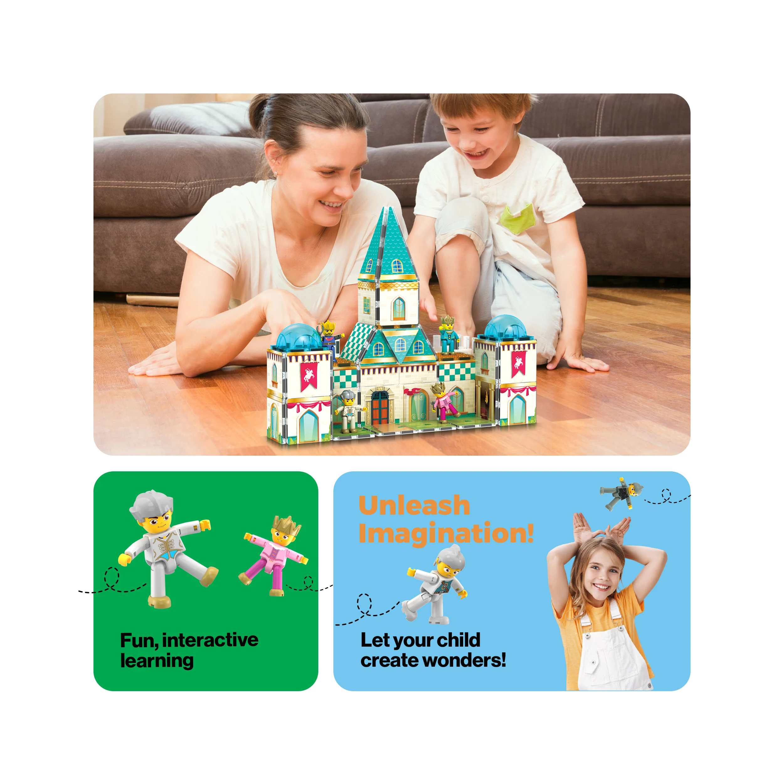 PicassoTiles 2-in-1 Magnetic Tile Castle Themed Adventure Set - Image 5