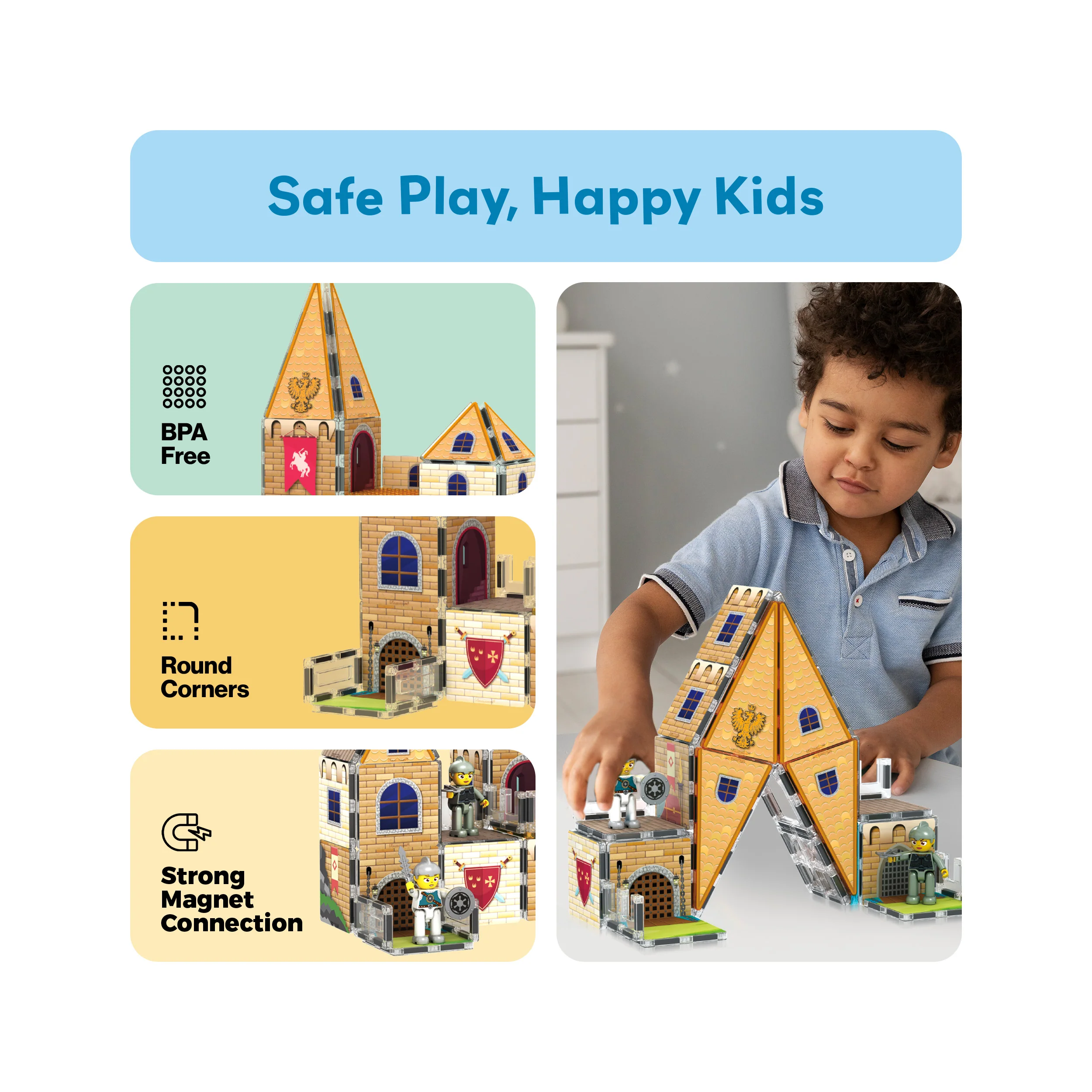 PicassoTiles 2-in-1 Magnetic Tile Castle Themed Adventure Set - Image 6