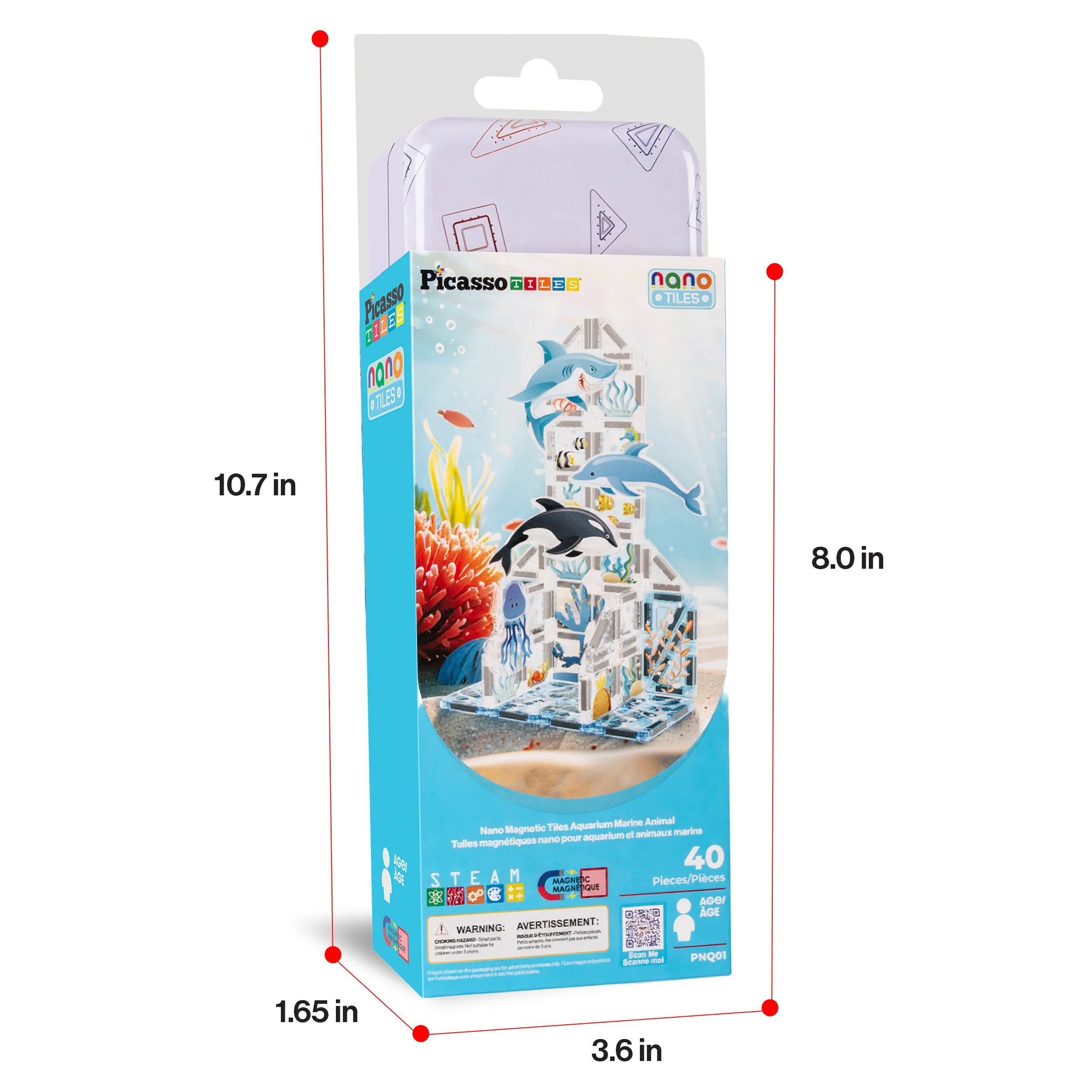 PicassoTiles Mini Magnetic Tiles Travel Set Aquarium 40pc - Image 9