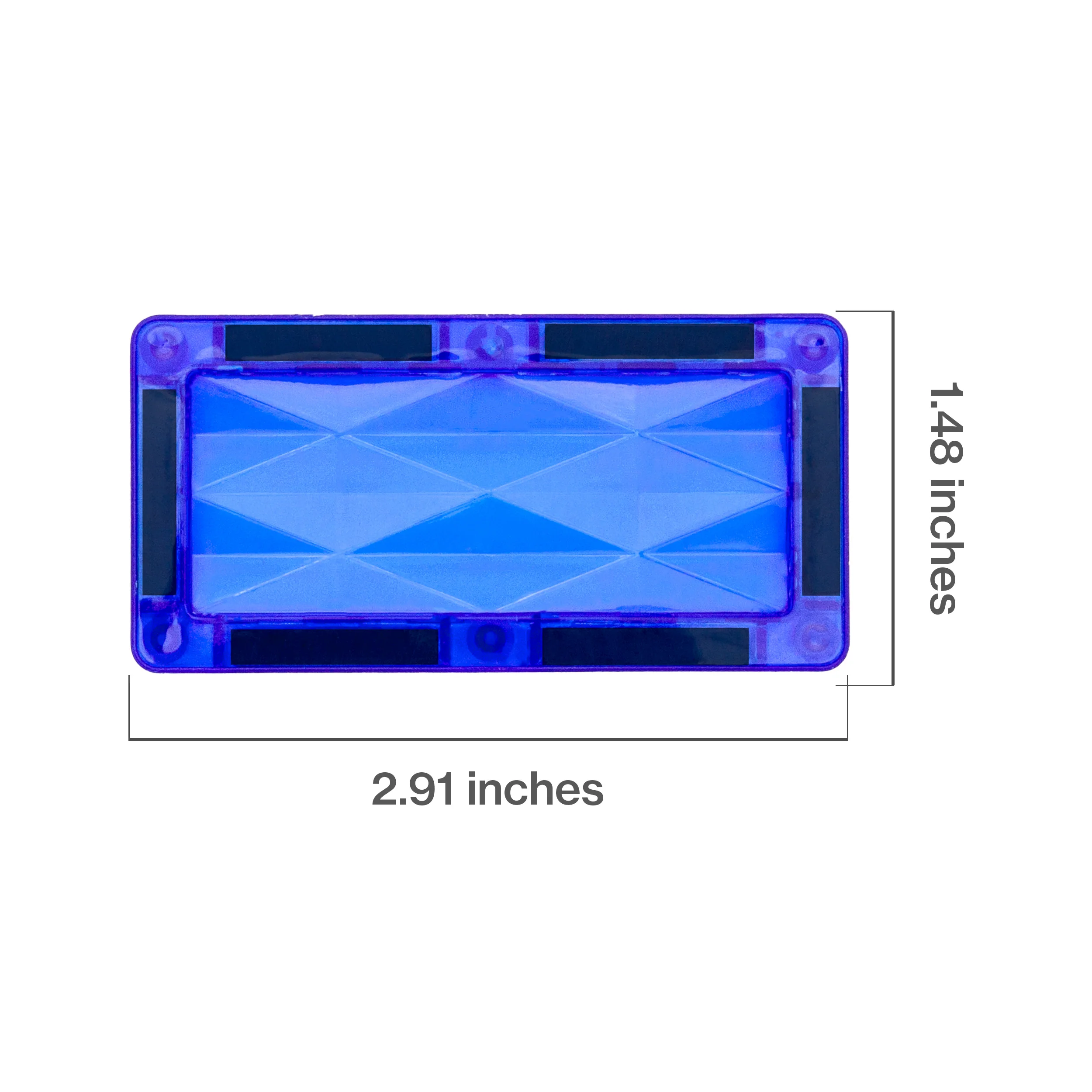PicassoTiles 4 Piece Blue Rectangle Prism Surface Magnet Tiles - Image 2