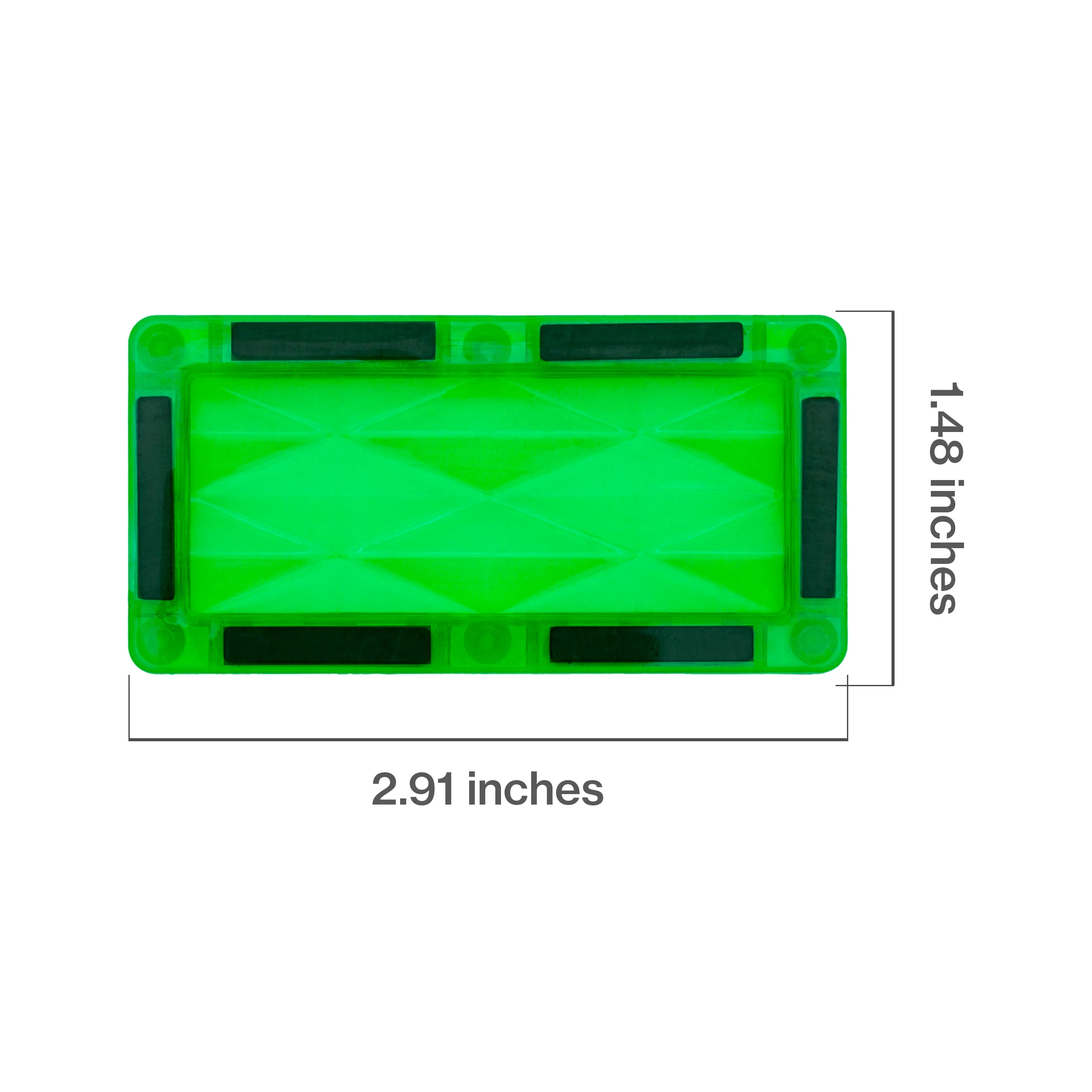 PicassoTiles 4 Piece Green Rectangle Prism Surface Magnet Tiles - Image 2