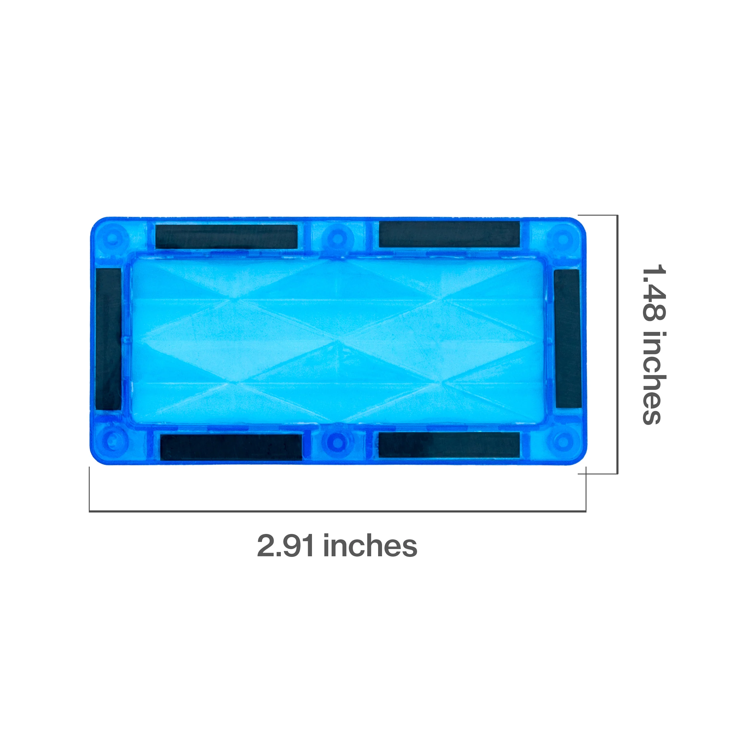 PicassoTiles 4 Piece Light Blue Rectangle Prism Surface Magnet Tiles - Image 2