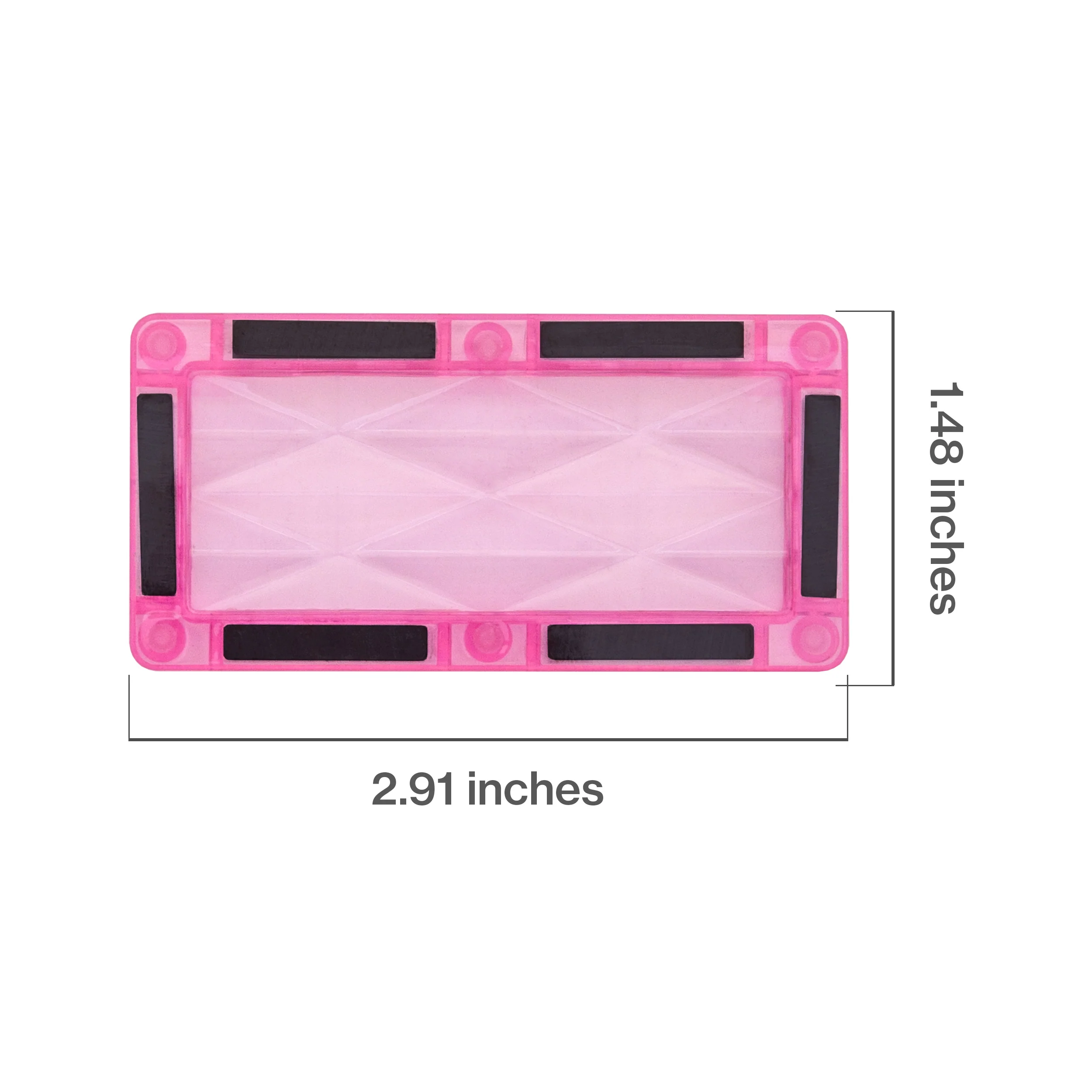 PicassoTiles 4 Piece Pink Rectangle Prism Surface Magnet Tiles - Image 2