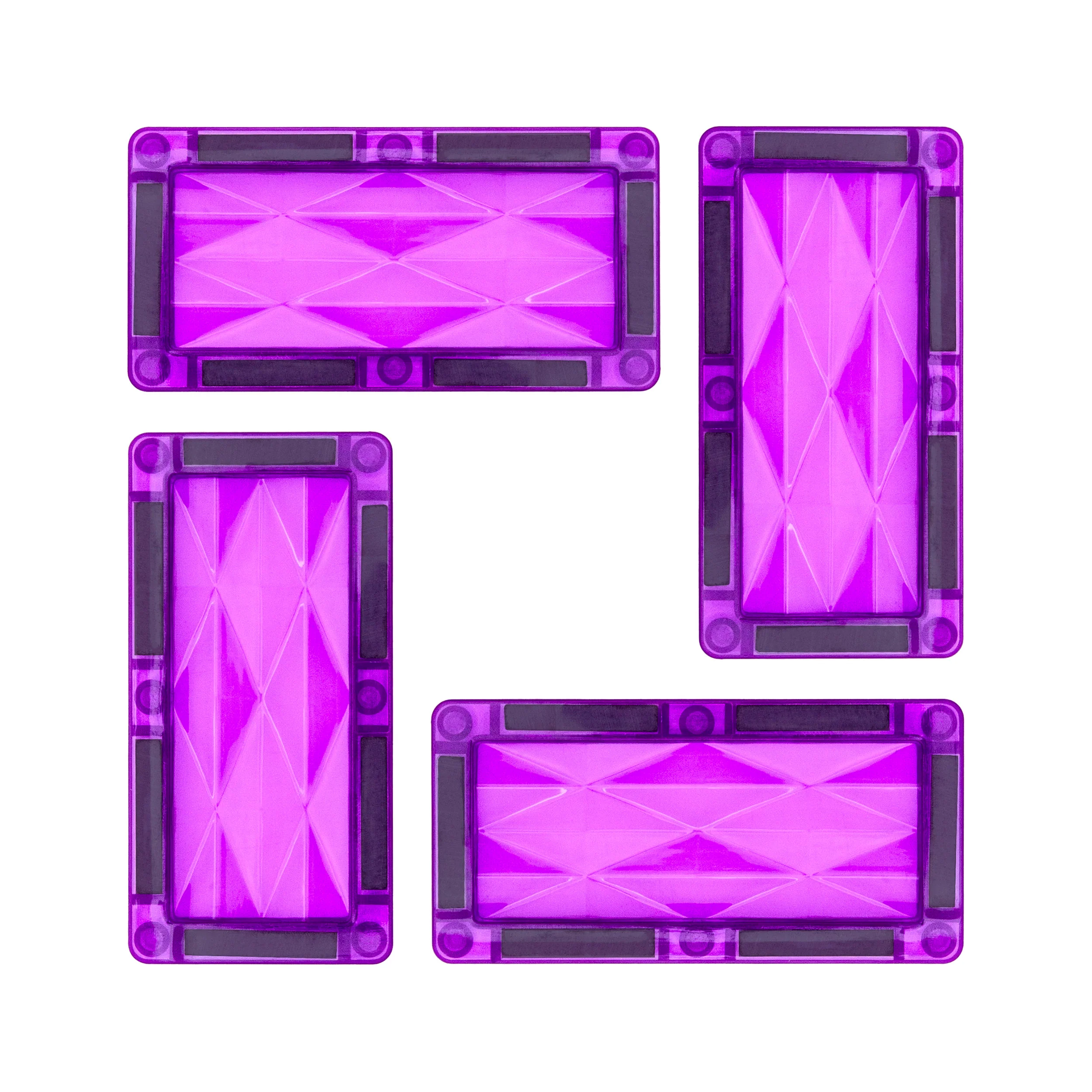 PicassoTiles 4 Piece Purple Rectangle Prism Surface Magnet Tiles