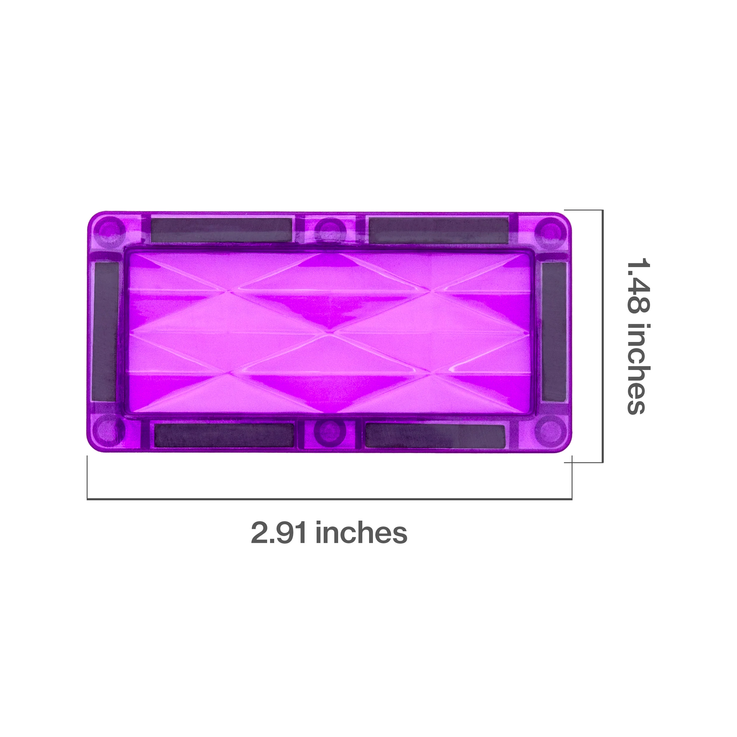 PicassoTiles 4 Piece Purple Rectangle Prism Surface Magnet Tiles - Image 2