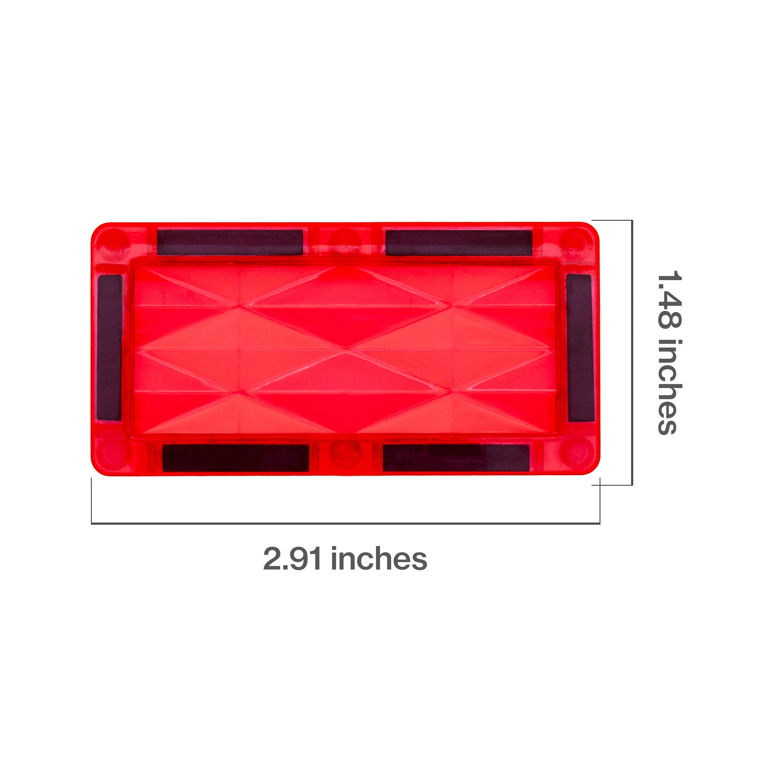 PicassoTiles 4 Piece Red Rectangle Prism Surface Magnet Tiles - Image 2