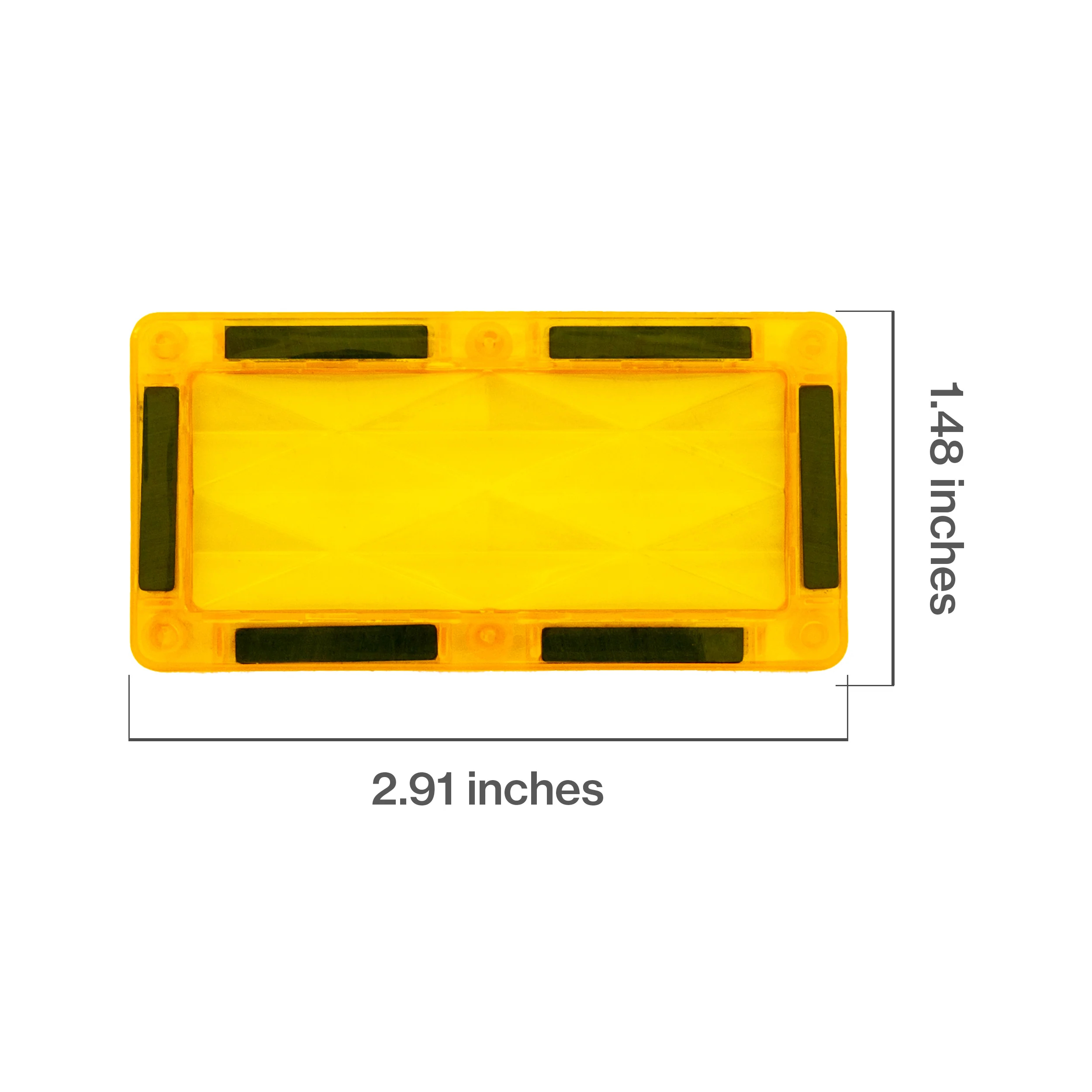 PicassoTiles 4 Piece Yellow Rectangle Prism Surface Magnet Tiles - Image 2