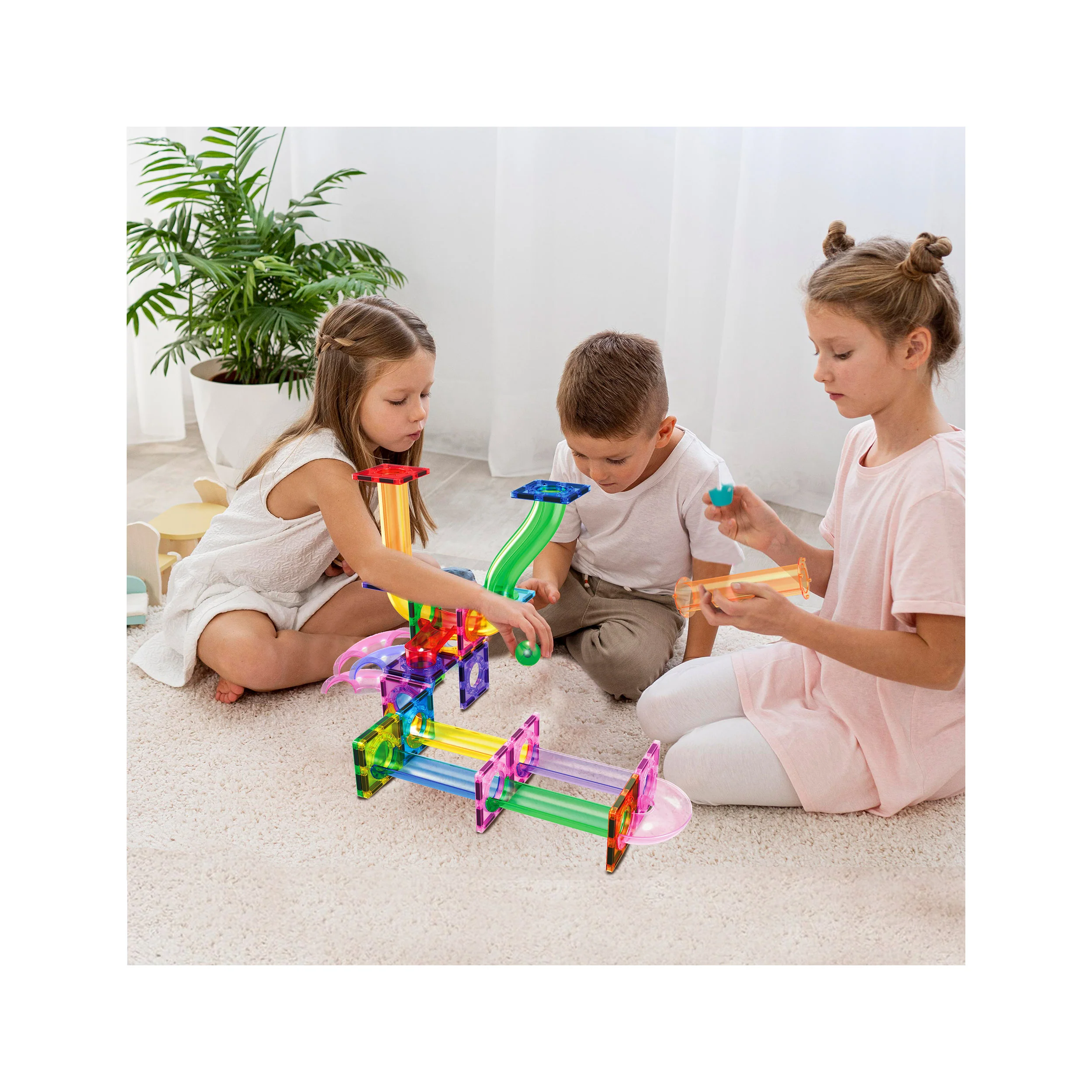 PicassoTiles 40pc Marble Run Building Blocks Connecting Set - Image 2
