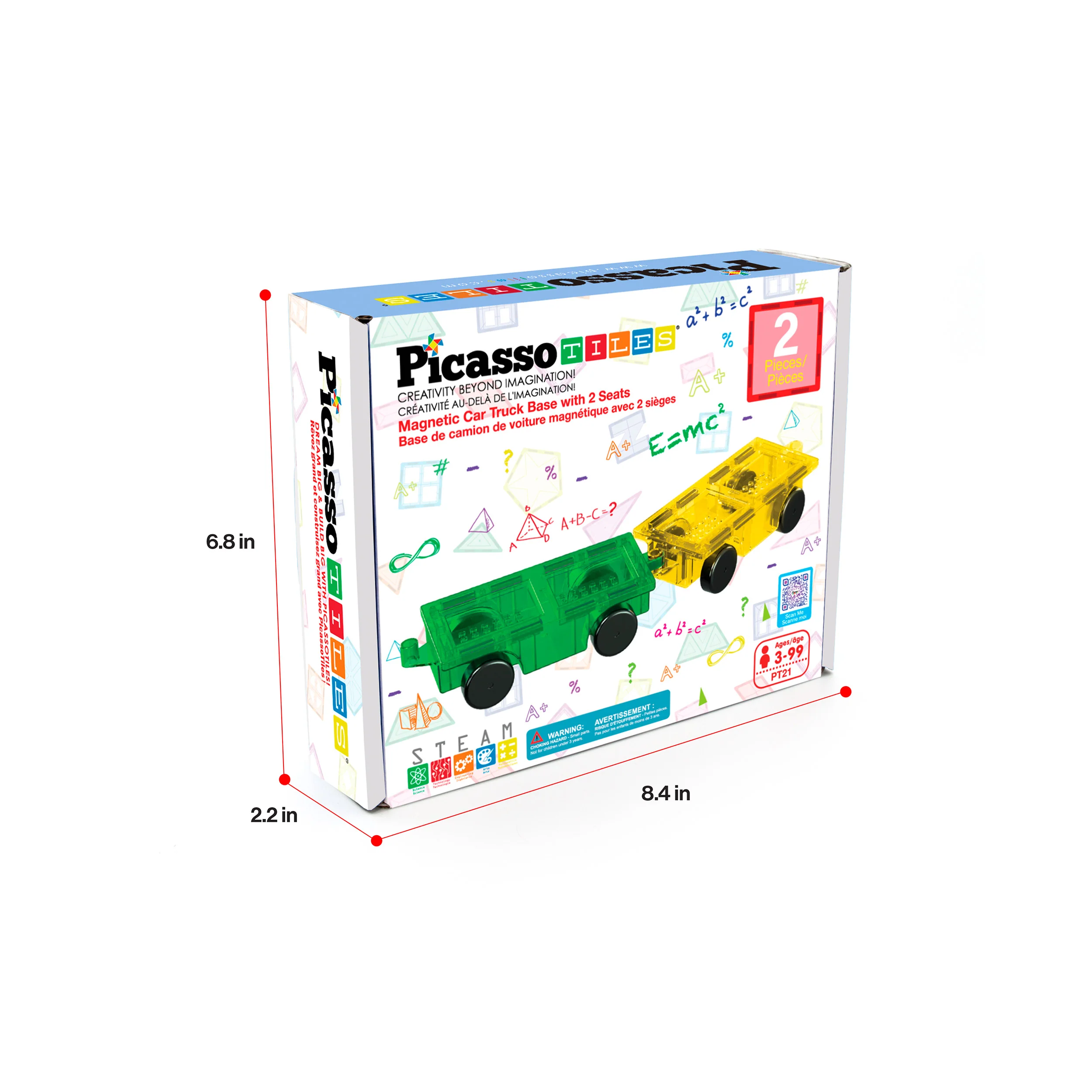 PicassoTiles 2 Piece Car Truck Base Magnetic Tile Set - Image 9