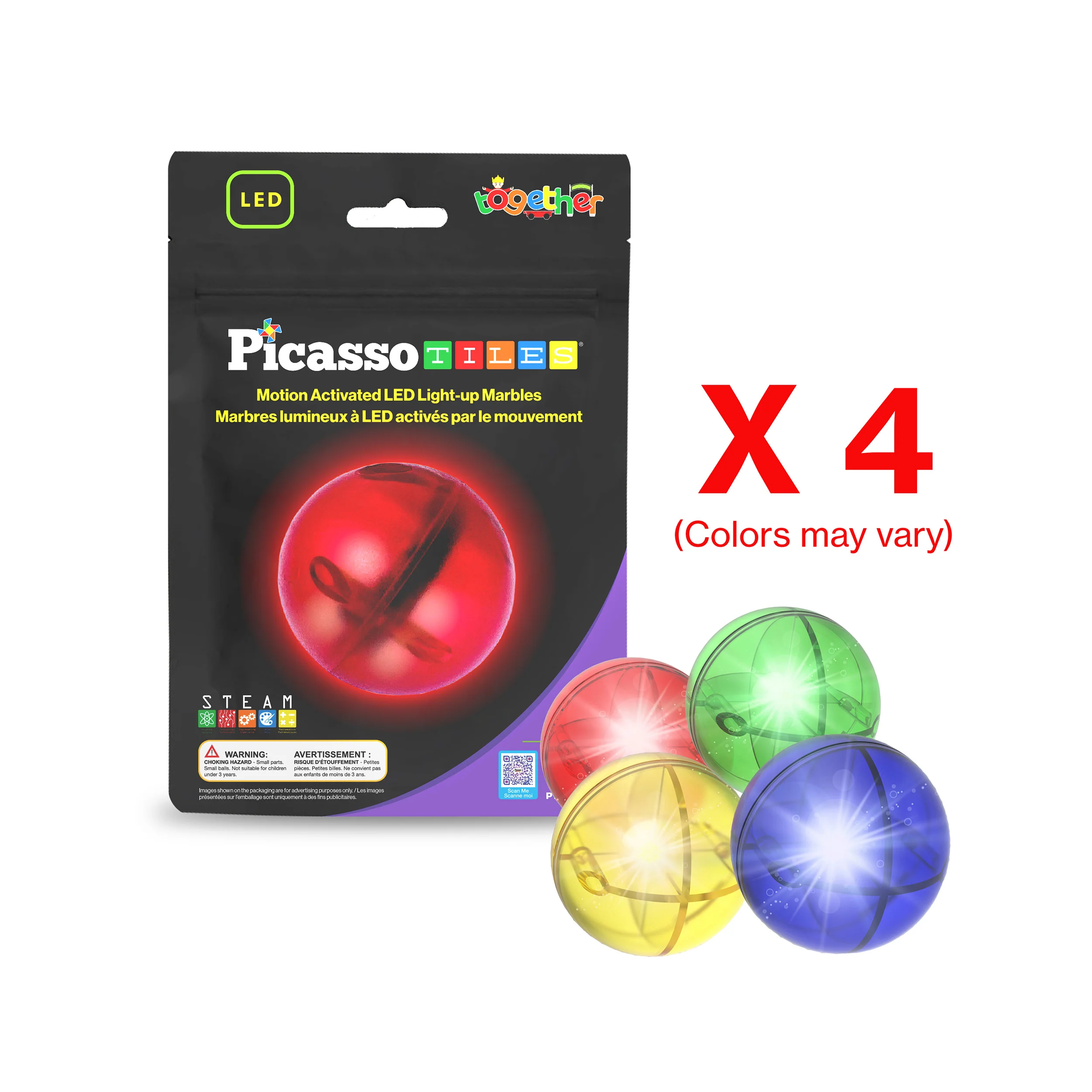 PicassoTiles 4pk LED Light Up Race Track Marbles - Image 3