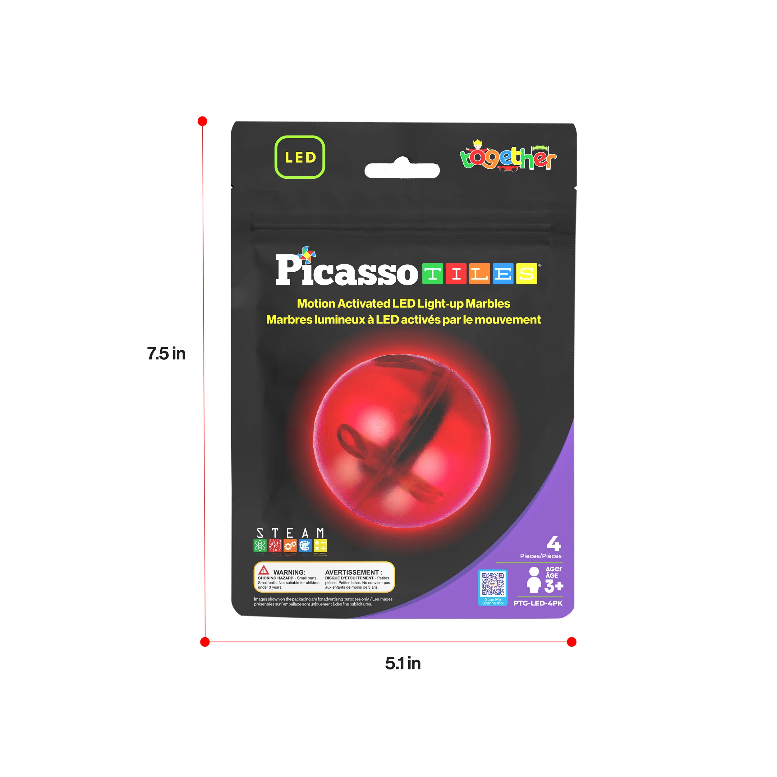PicassoTiles 4pk LED Light Up Race Track Marbles - Image 9